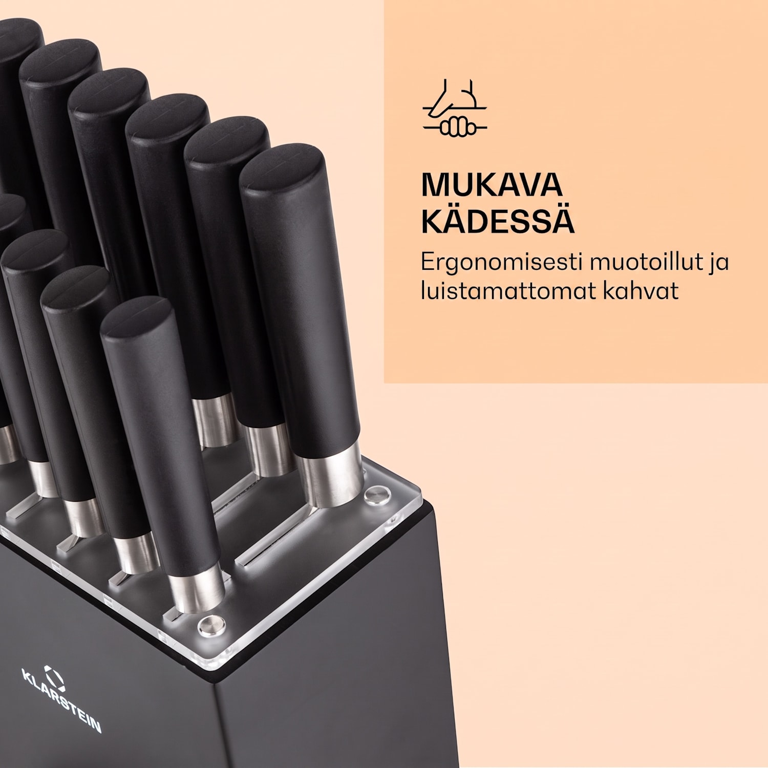 Kitano XL 13-osainen veitsisetti tukilla 12 veistä teräs ylellinen puutukki Musta