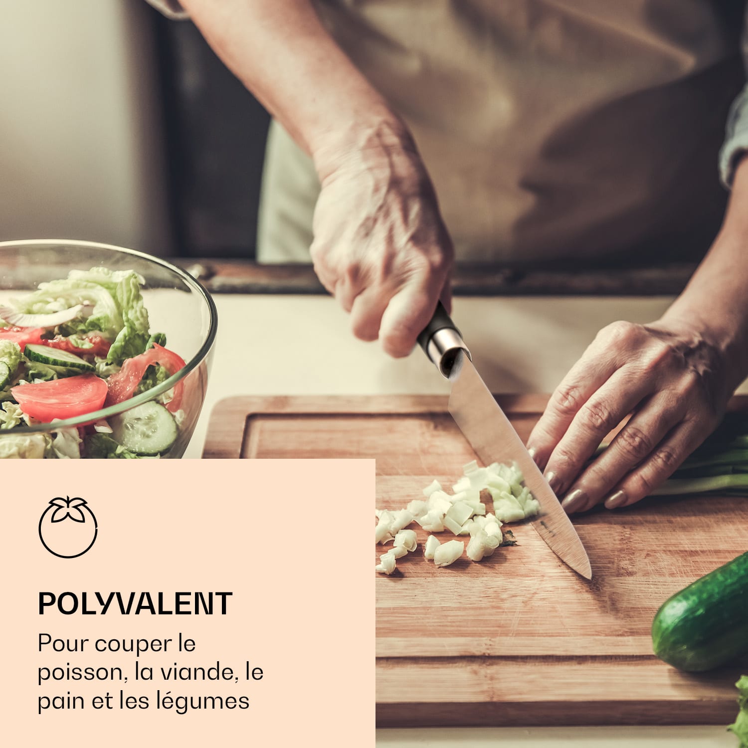 Kitano XL 13-delig Messenset met blok 12 messen staal edel houten blok Zwart