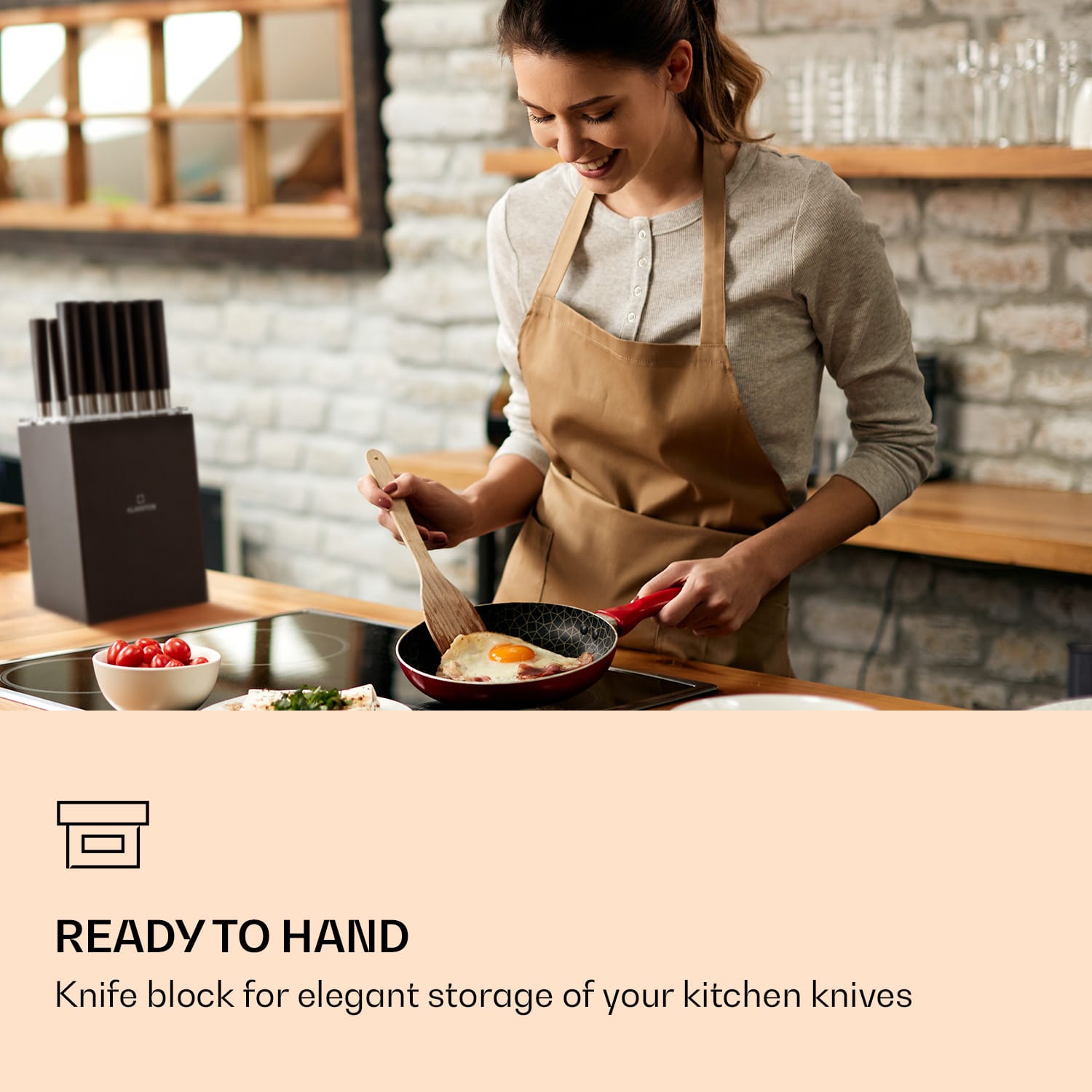 Kitano XL 13 pcs. Knife set with block with 12 knives steel elegant wooden block Black