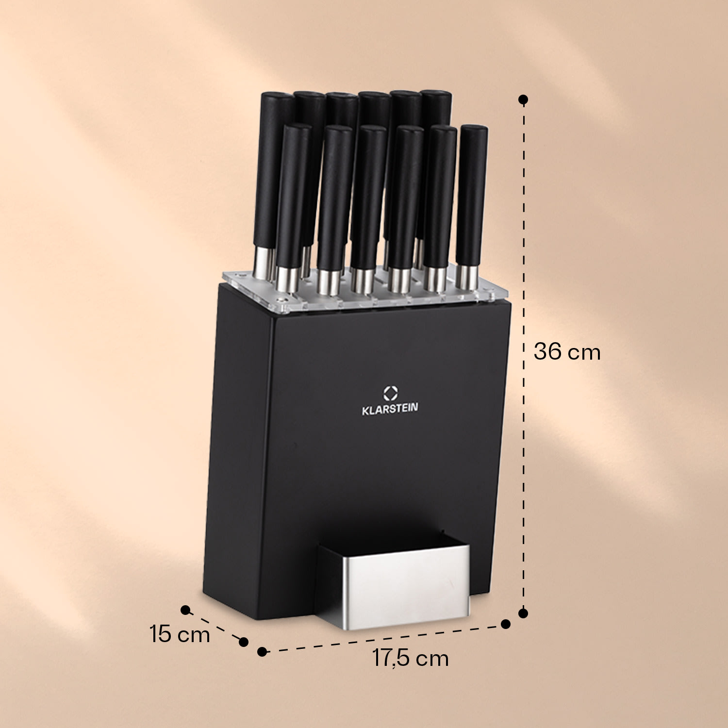 Kitano XL, sada nožov s blokom, 13-dielna, 12 nožov, oceľ, luxusný drevený blok Čierna
