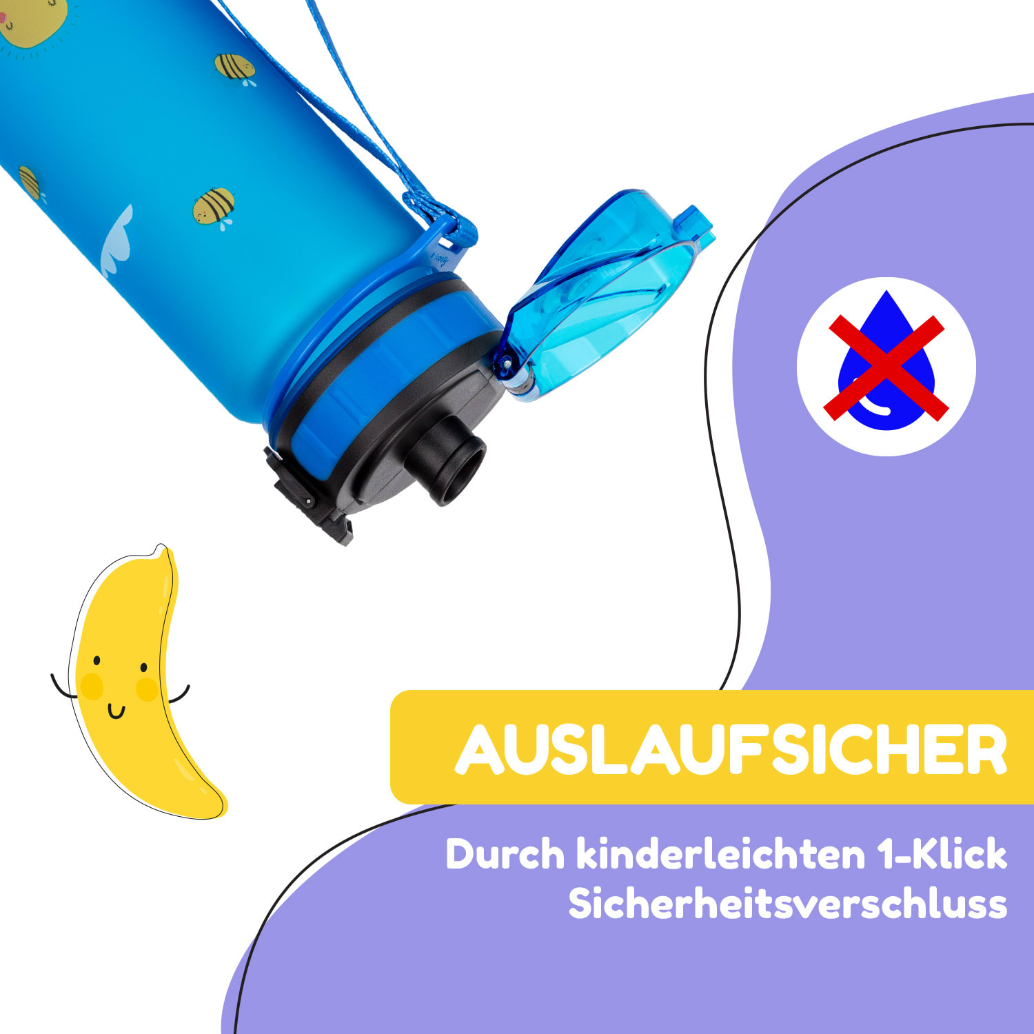 schmatzfatz Trinkflasche Sportflasche 500 ml 24 cm Tritan 500 ml | Neonblau