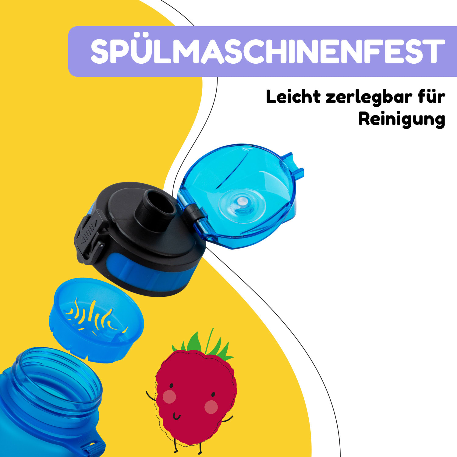 schmatzfatz Trinkflasche Sportflasche 500 ml 24 cm Tritan 500 ml | Neonblau