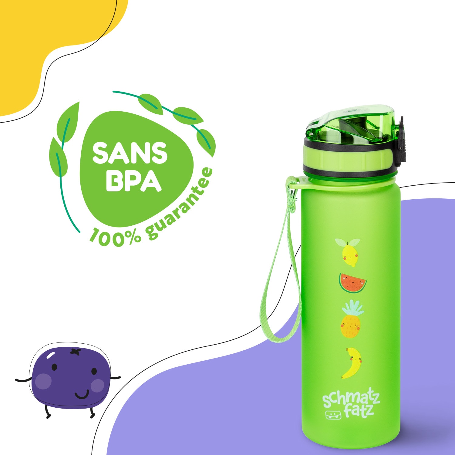 Schmatzfatz drinkfles sportfles 500 ml 24 cm tritan 500 ml | Green Fruit