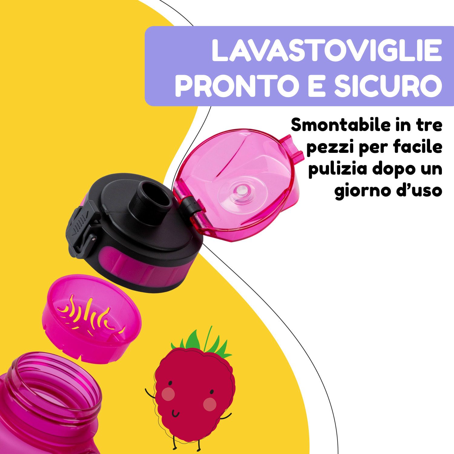 Schmatzfatz borraccia, borraccia sportiva, 500 ml, 24 cm, Tritan 