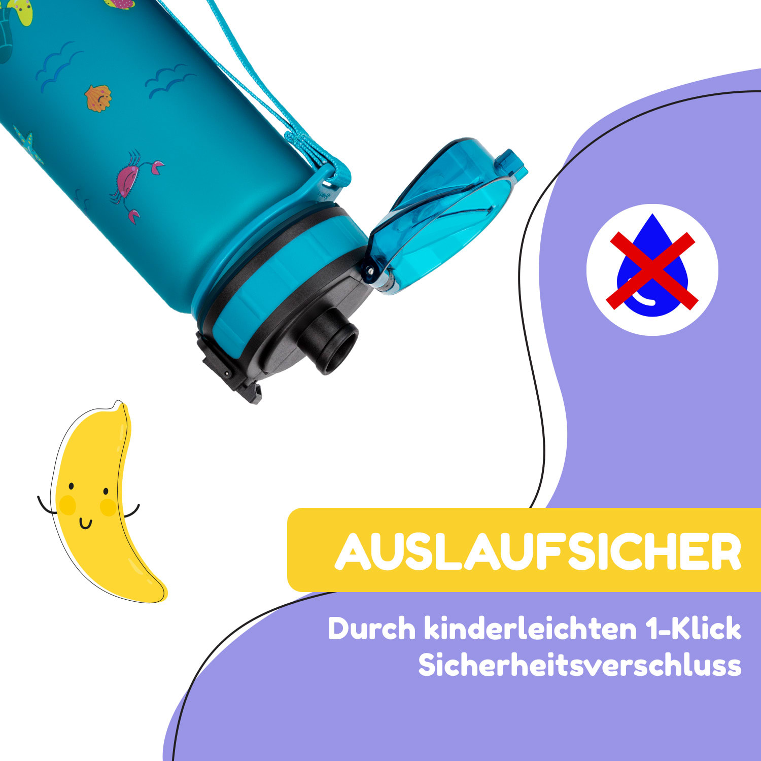 schmatzfatz Trinkflasche Sportflasche 500 ml 24 cm Tritan 500 ml | Petrol Sea