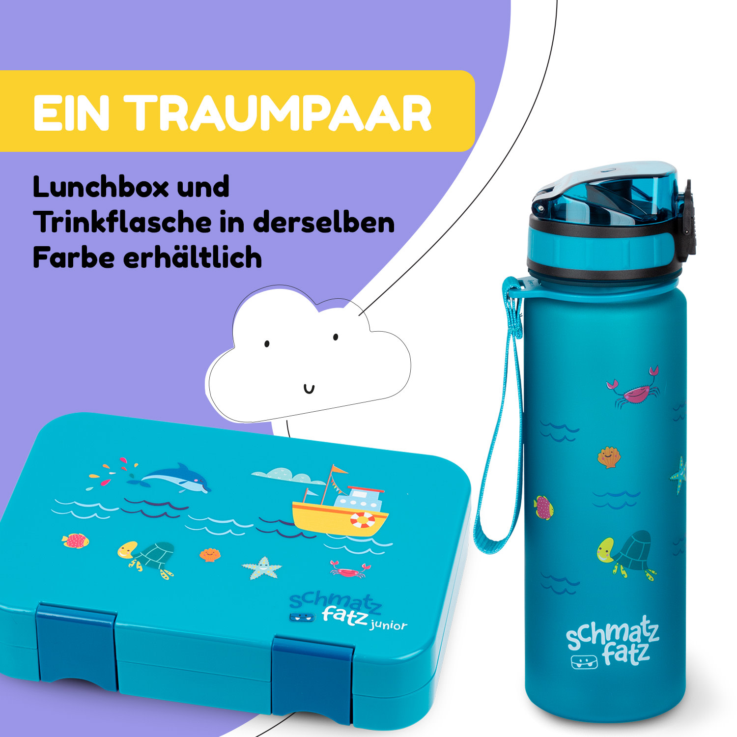 schmatzfatz Trinkflasche Sportflasche 500 ml 24 cm Tritan 500 ml | Petrol Sea