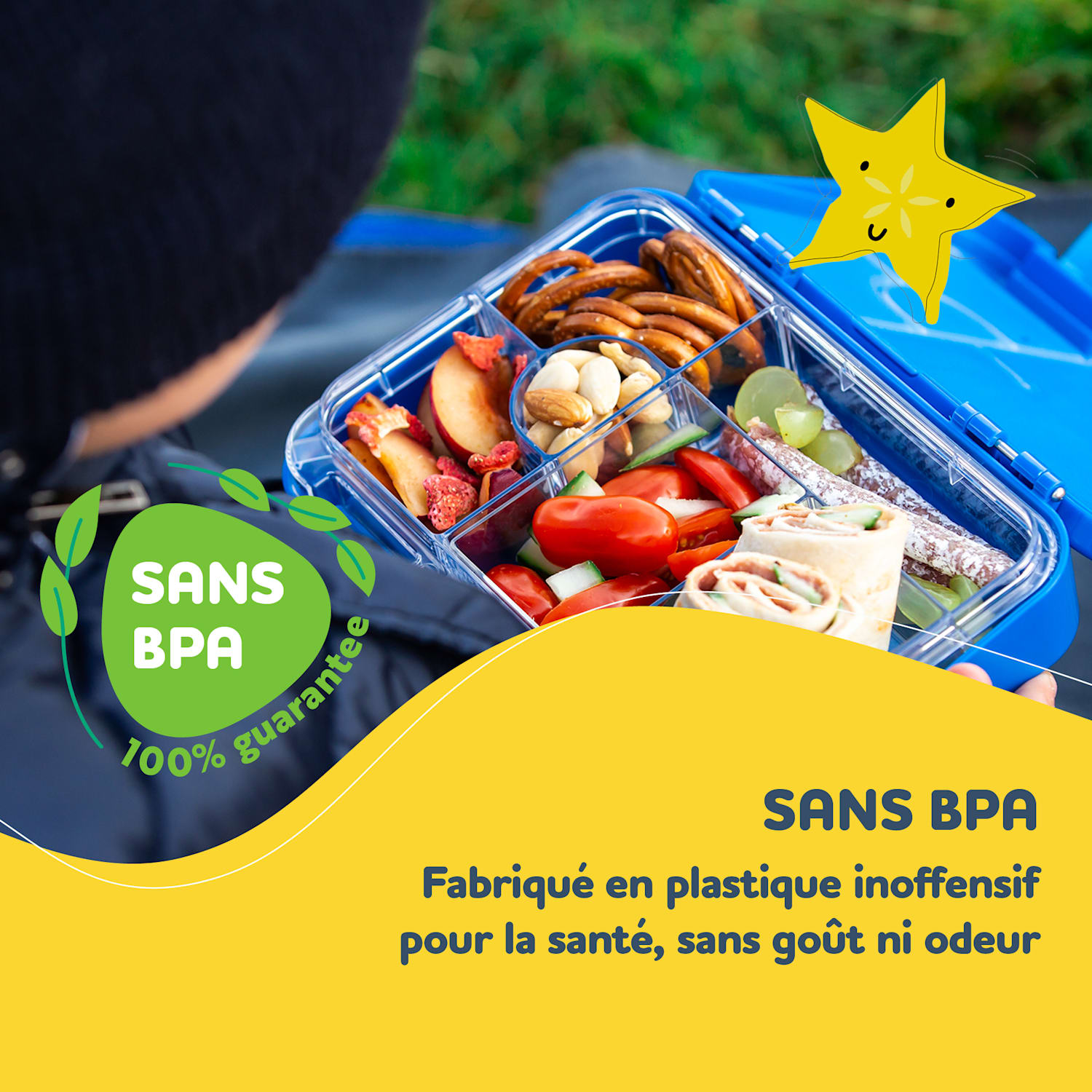 junior lunchbox 6 vakken 21,3 x 15 x 4,5 cm  BPA-vrij Electric Blue