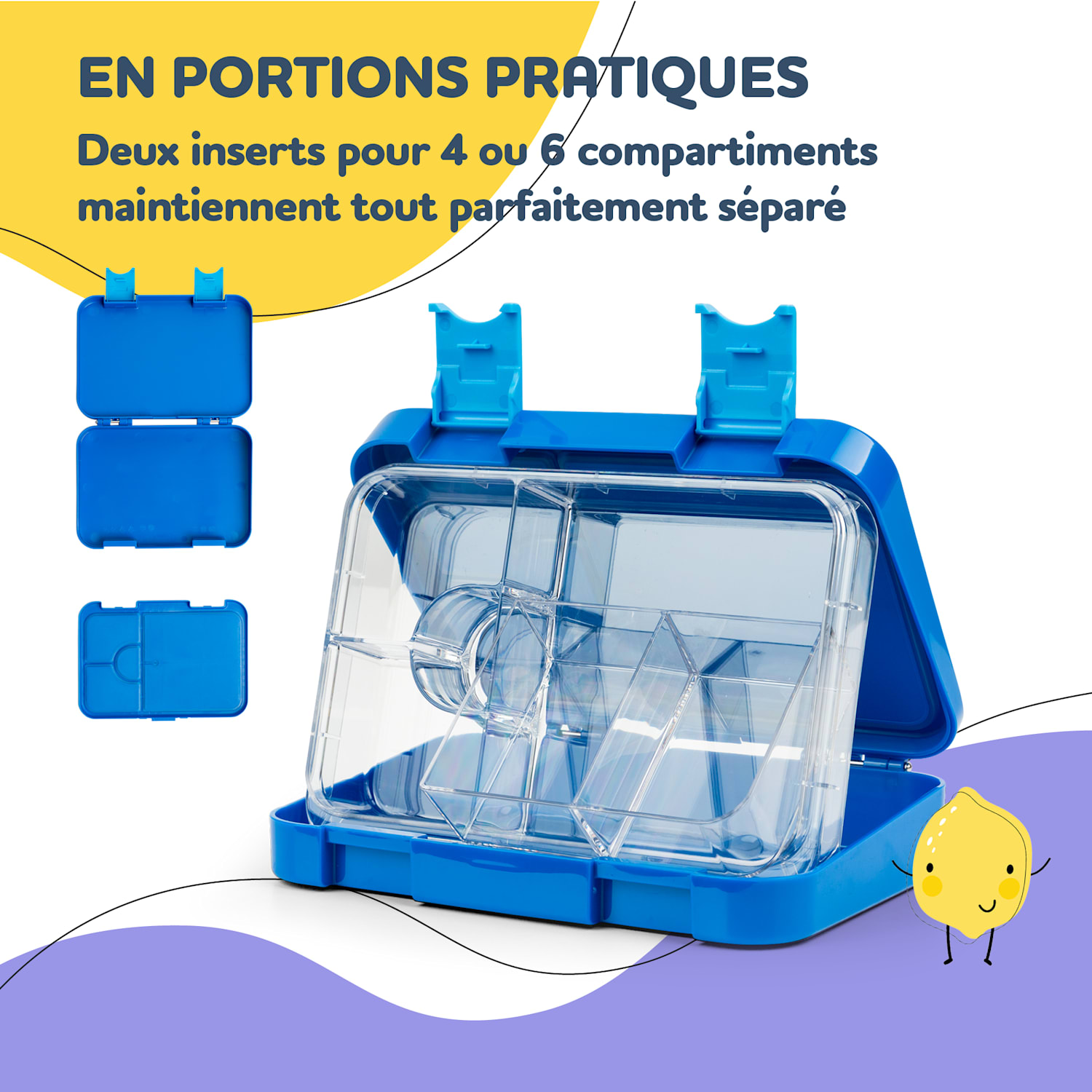 junior lunchbox 6 vakken 21,3 x 15 x 4,5 cm  BPA-vrij Electric Blue