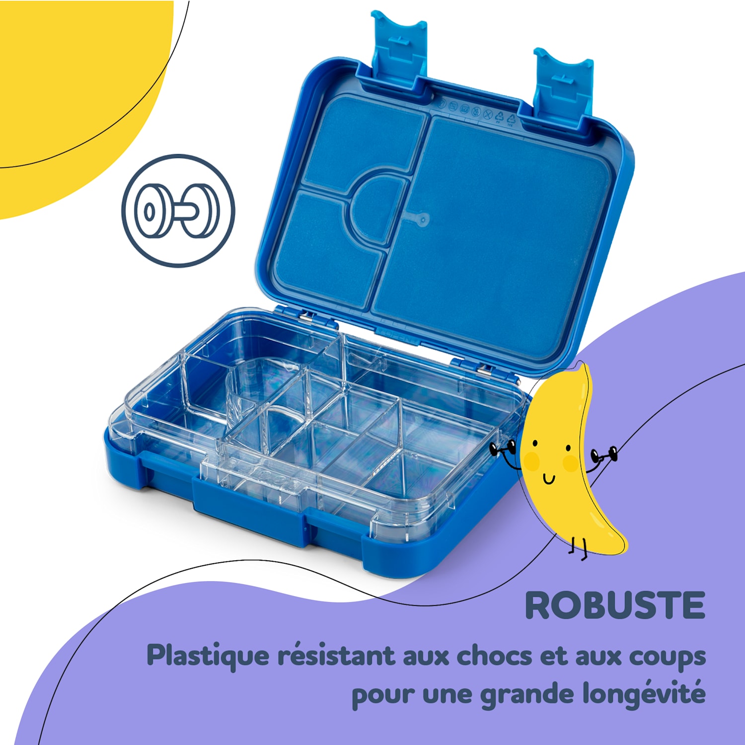 junior lunchbox 6 vakken 21,3 x 15 x 4,5 cm  BPA-vrij Electric Blue