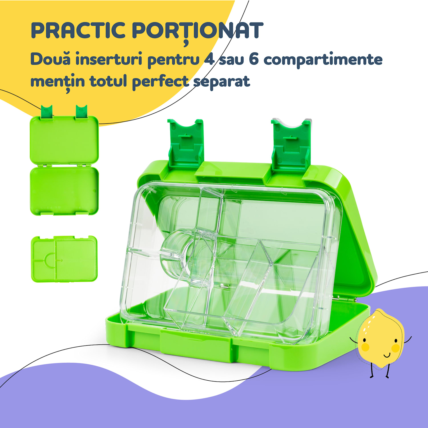 junior Lunchbox, 6 compartimente, 21,3 x 15 x 4,5 cm , fără BPA 