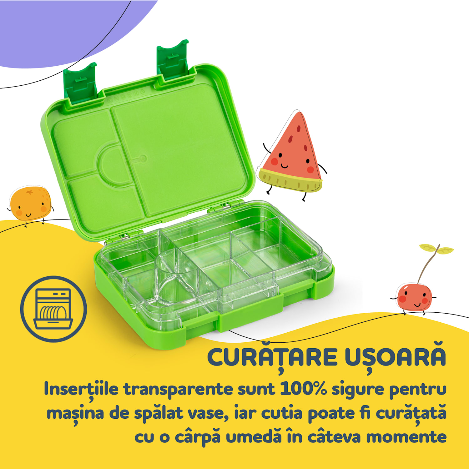 junior Lunchbox, 6 compartimente, 21,3 x 15 x 4,5 cm , fără BPA 