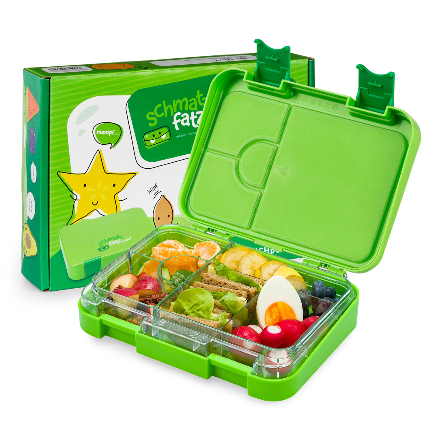 Fiambrera junior 6 compartimentos 21,3 x 15 x 4,5 cm Sin BPA Verde Lima