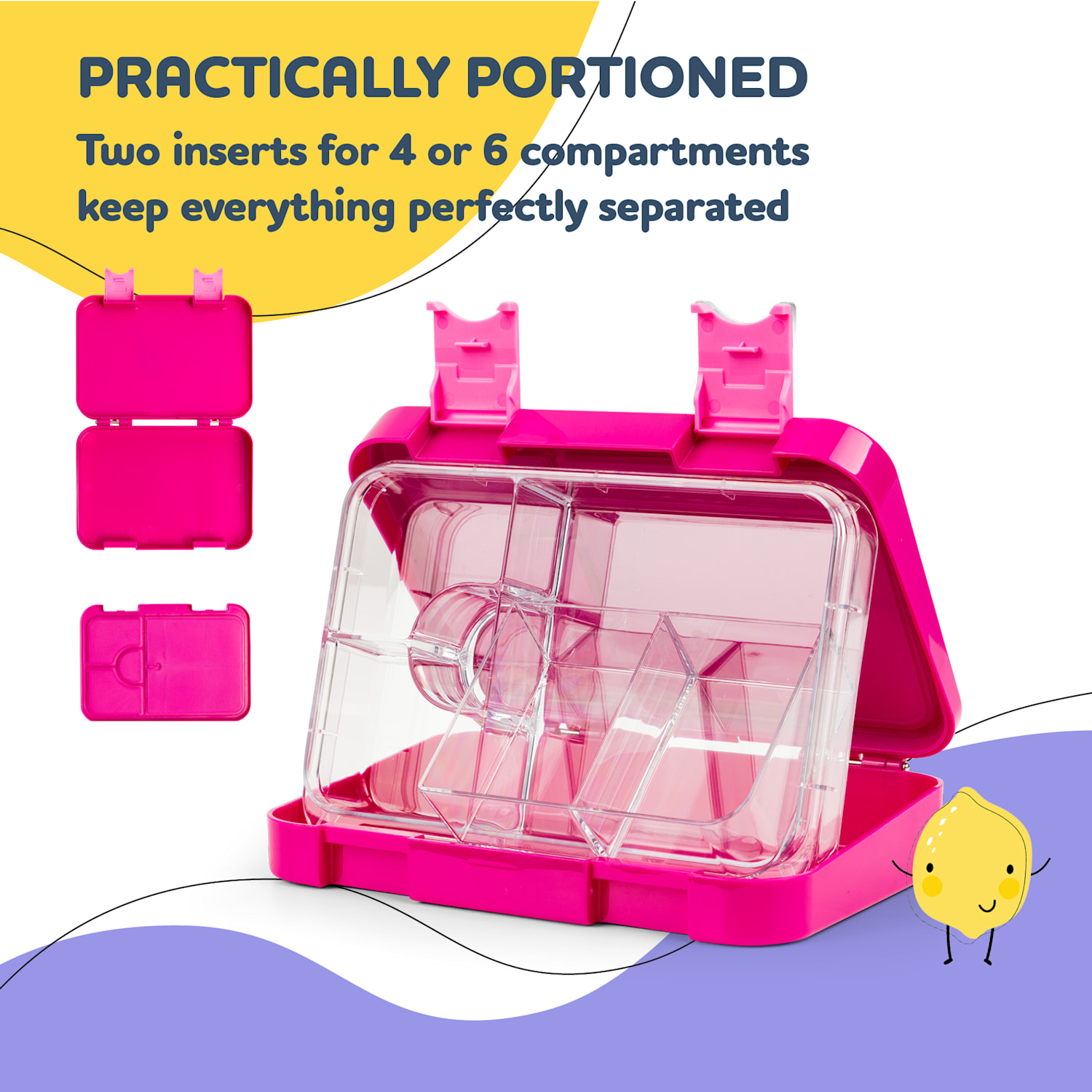 junior lunchbox 6 vakken 21,3 x 15 x 4,5 cm  BPA-vrij Purple Sun