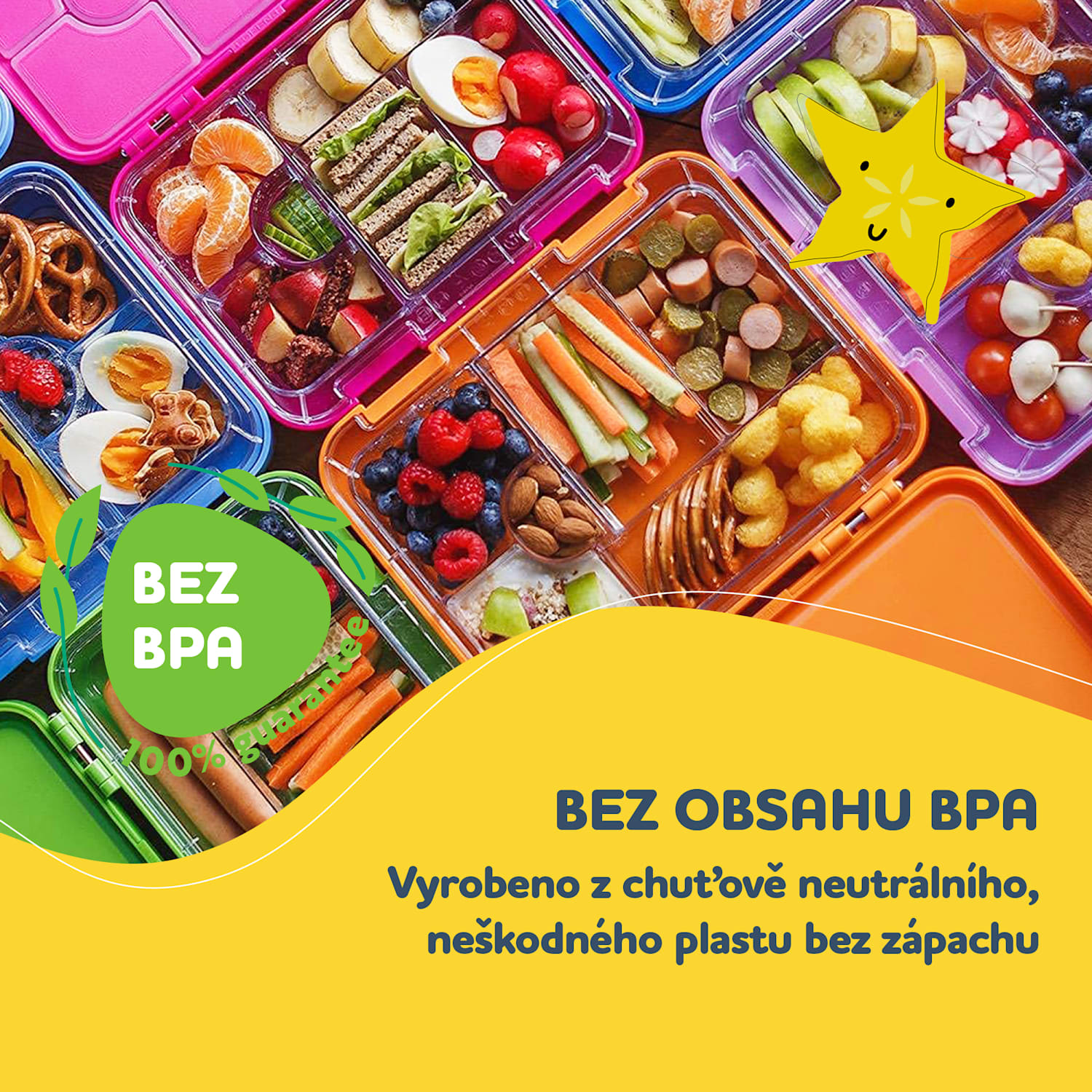 Junior Lunchbox, 6 přihrádek, 21,3 x 15 x 4,5 cm, bez BPA 