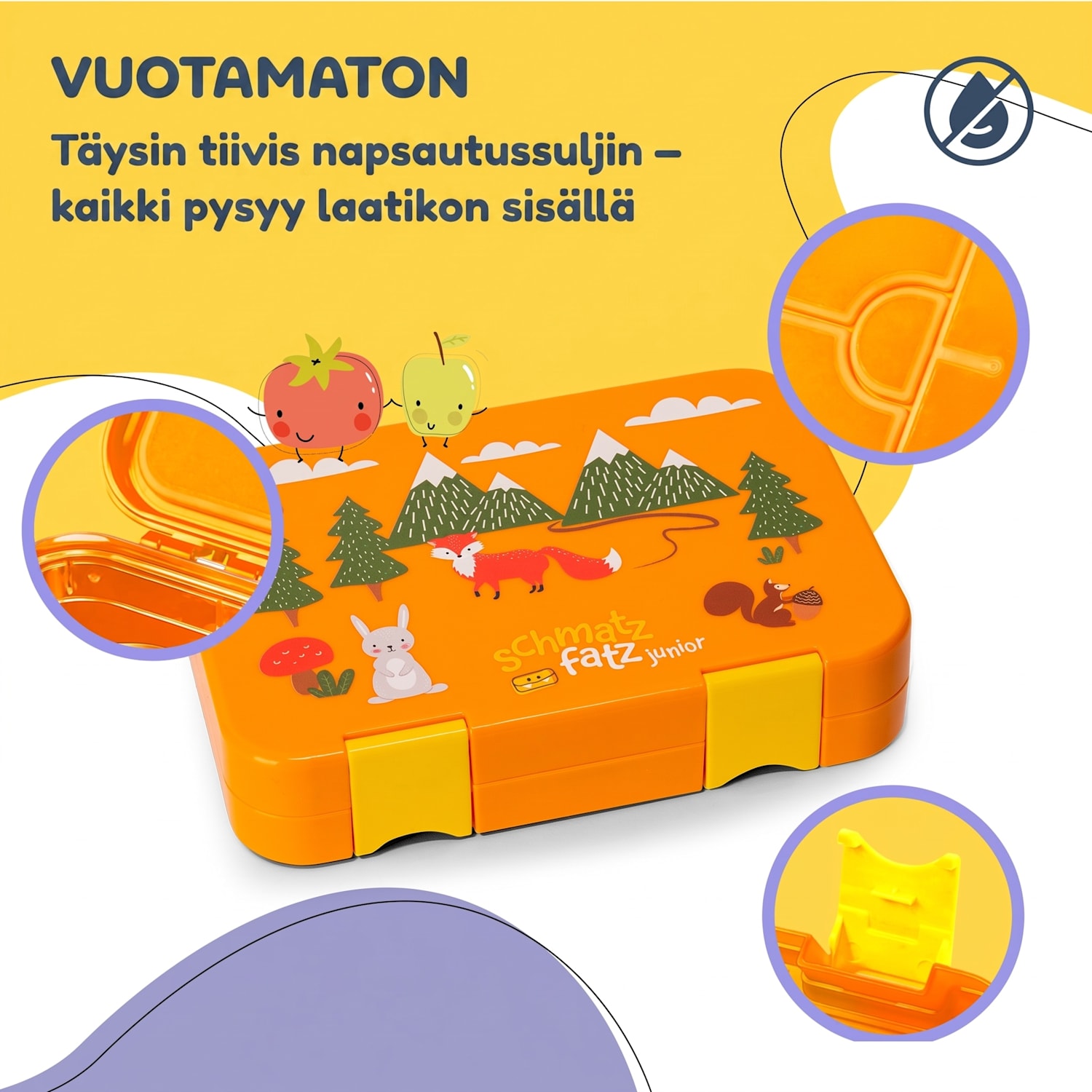 junior lounasrasia 6 lokeroa 21,3 x 15 x 4,5 cm  BPA-vapaa Orange Forest