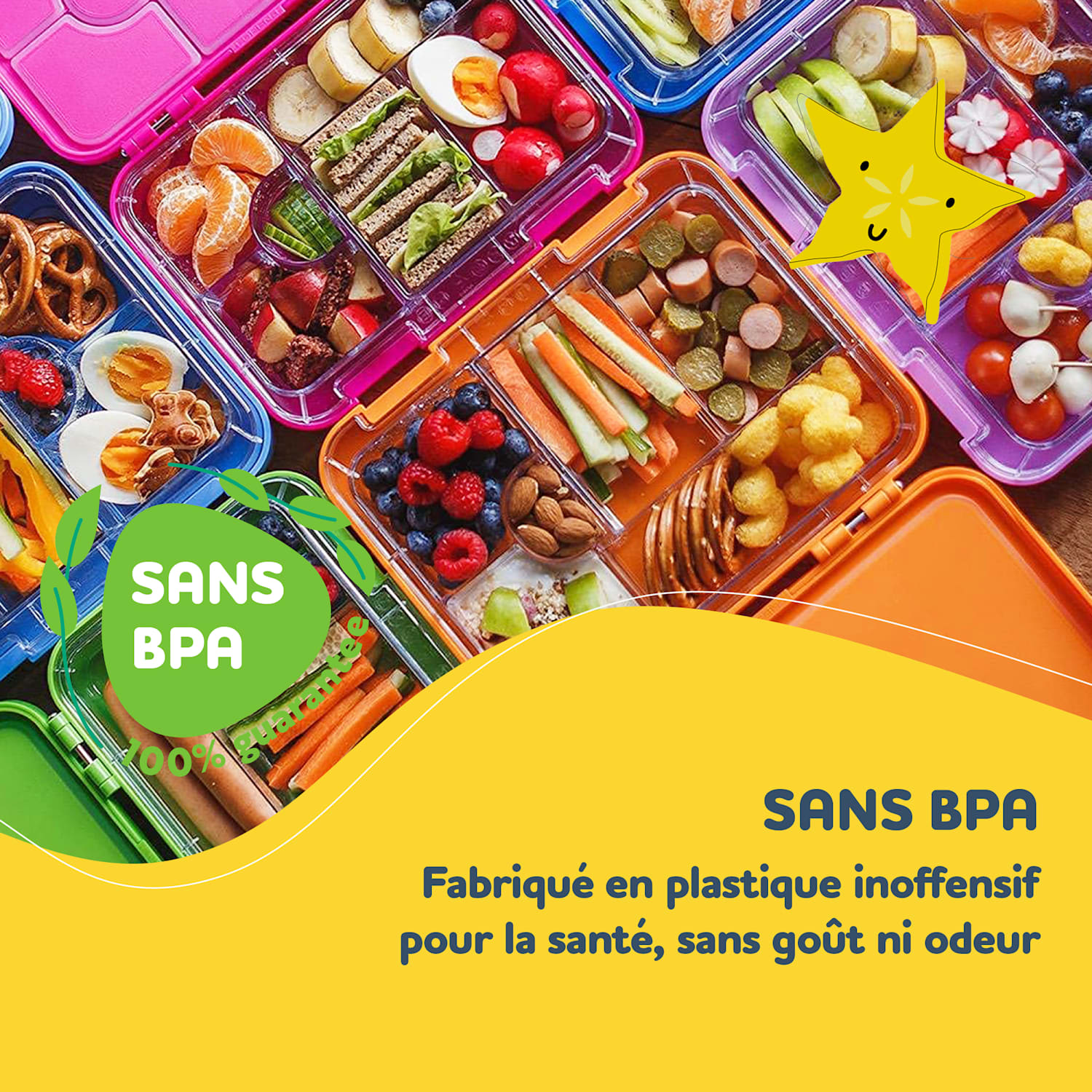 junior lunchbox 6 vakken 21,3 x 15 x 4,5 cm  BPA-vrij 