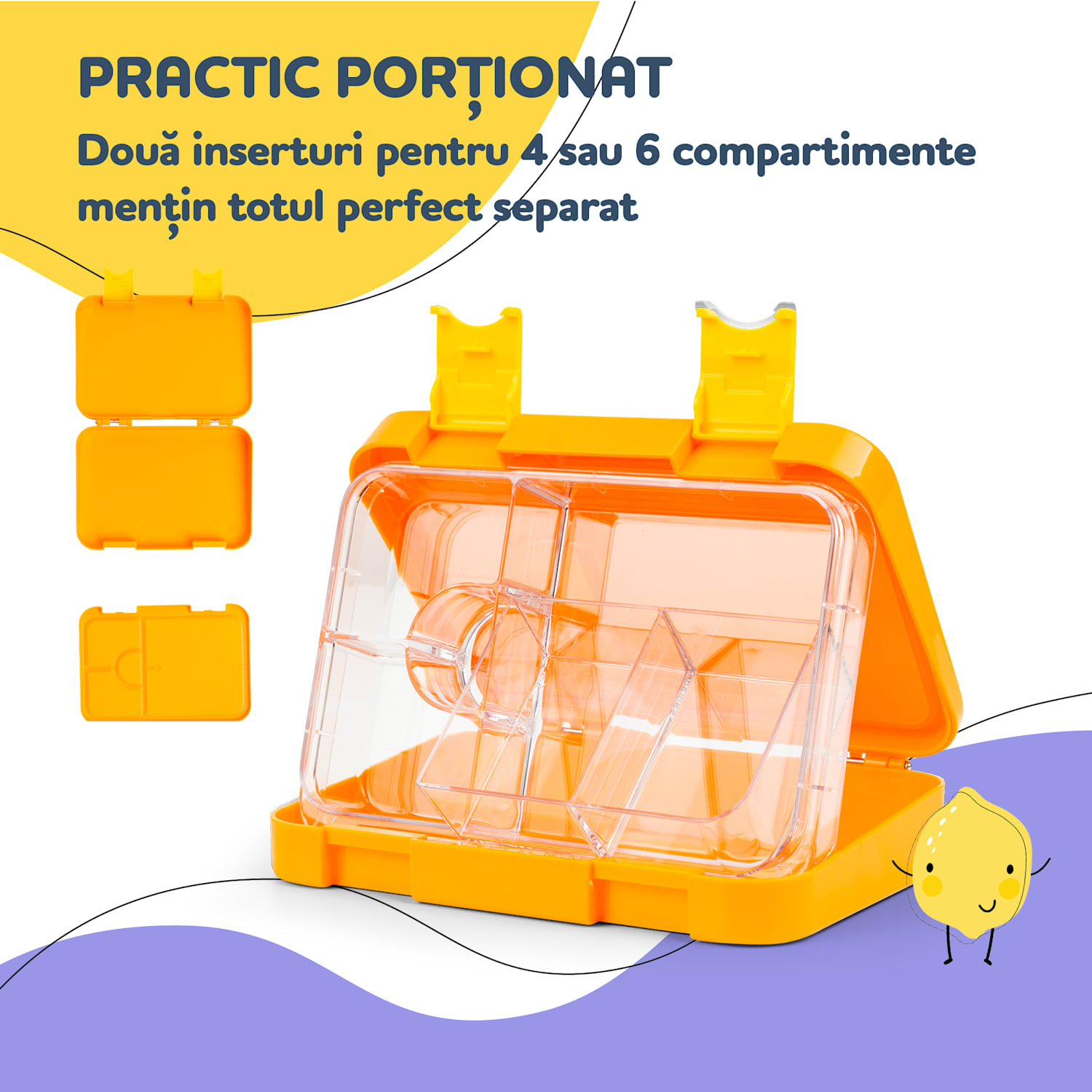 Junior Lunchbox, 6 compartimente, 21,3 x 15 x 4,5 cm , fără BPA 
