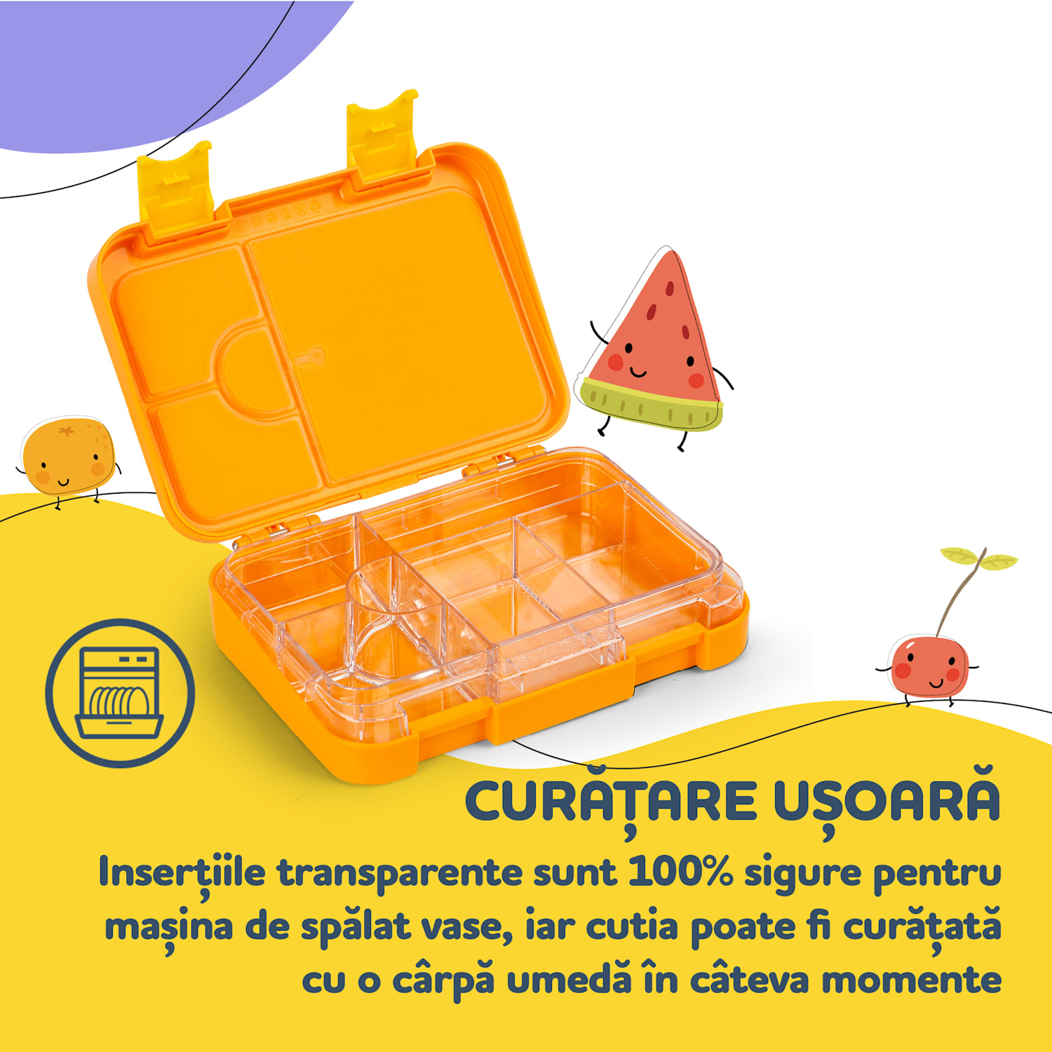 Junior Lunchbox, 6 compartimente, 21,3 x 15 x 4,5 cm , fără BPA 