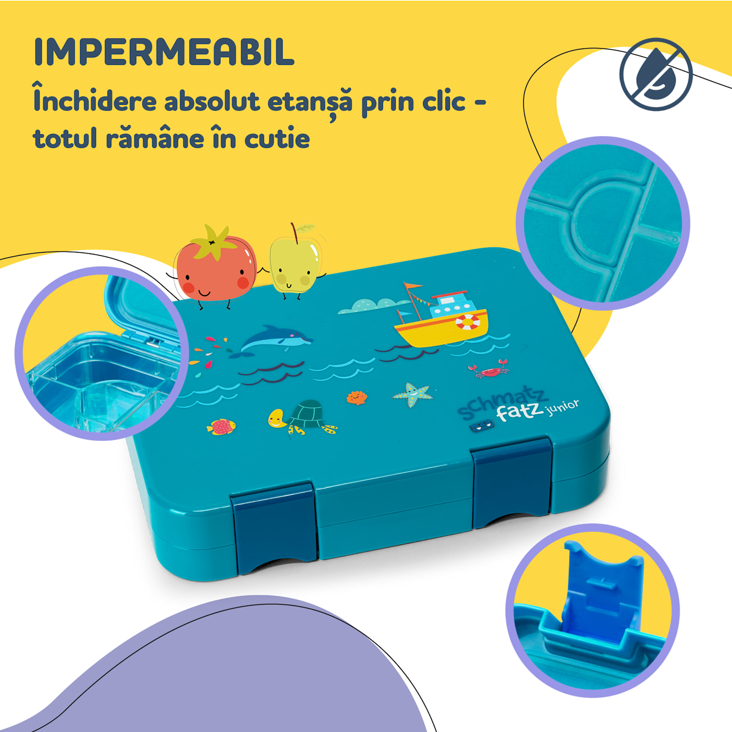 Junior Lunchbox, 6 compartimente, 21,3 x 15 x 4,5 cm , fără BPA 