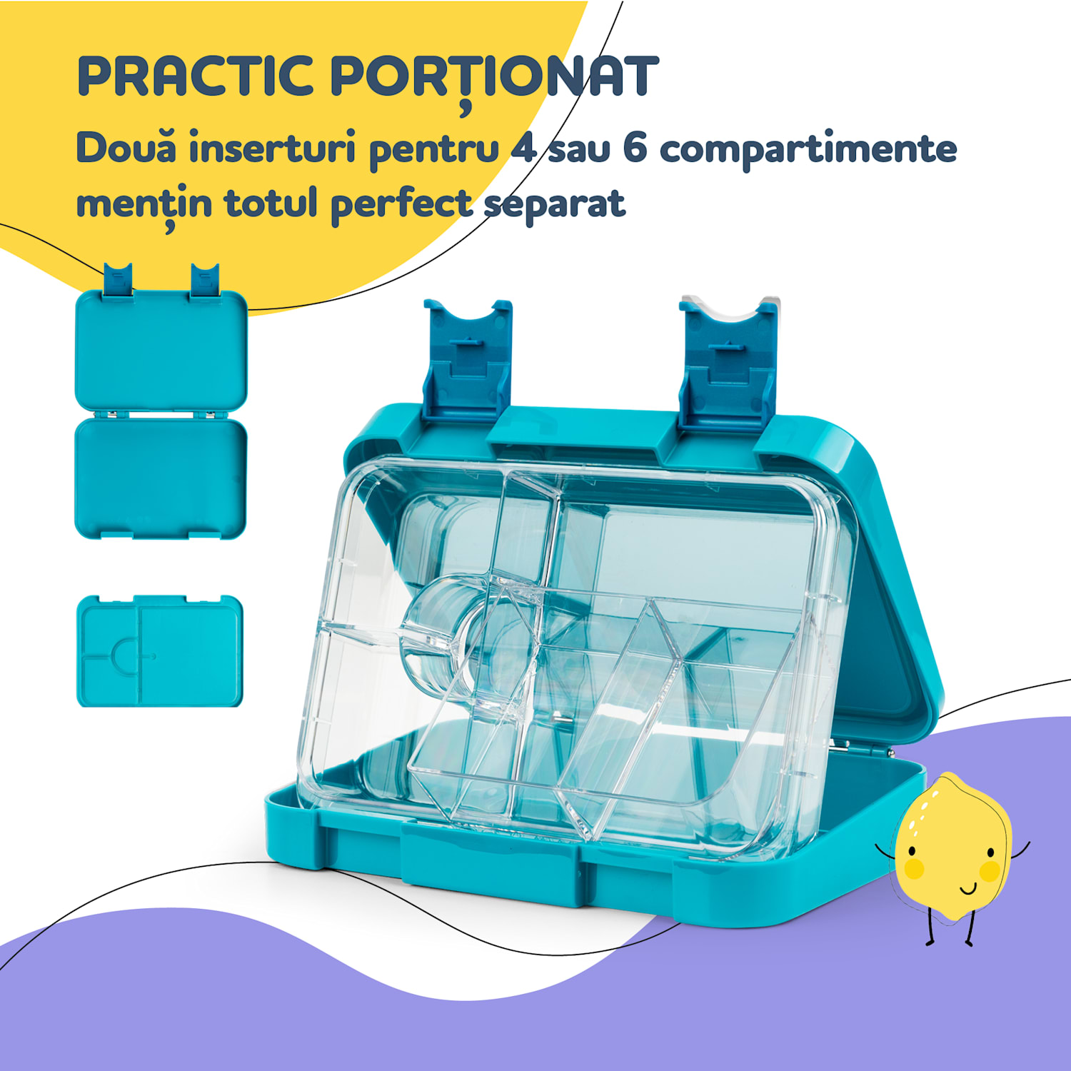 Junior Lunchbox, 6 compartimente, 21,3 x 15 x 4,5 cm , fără BPA 