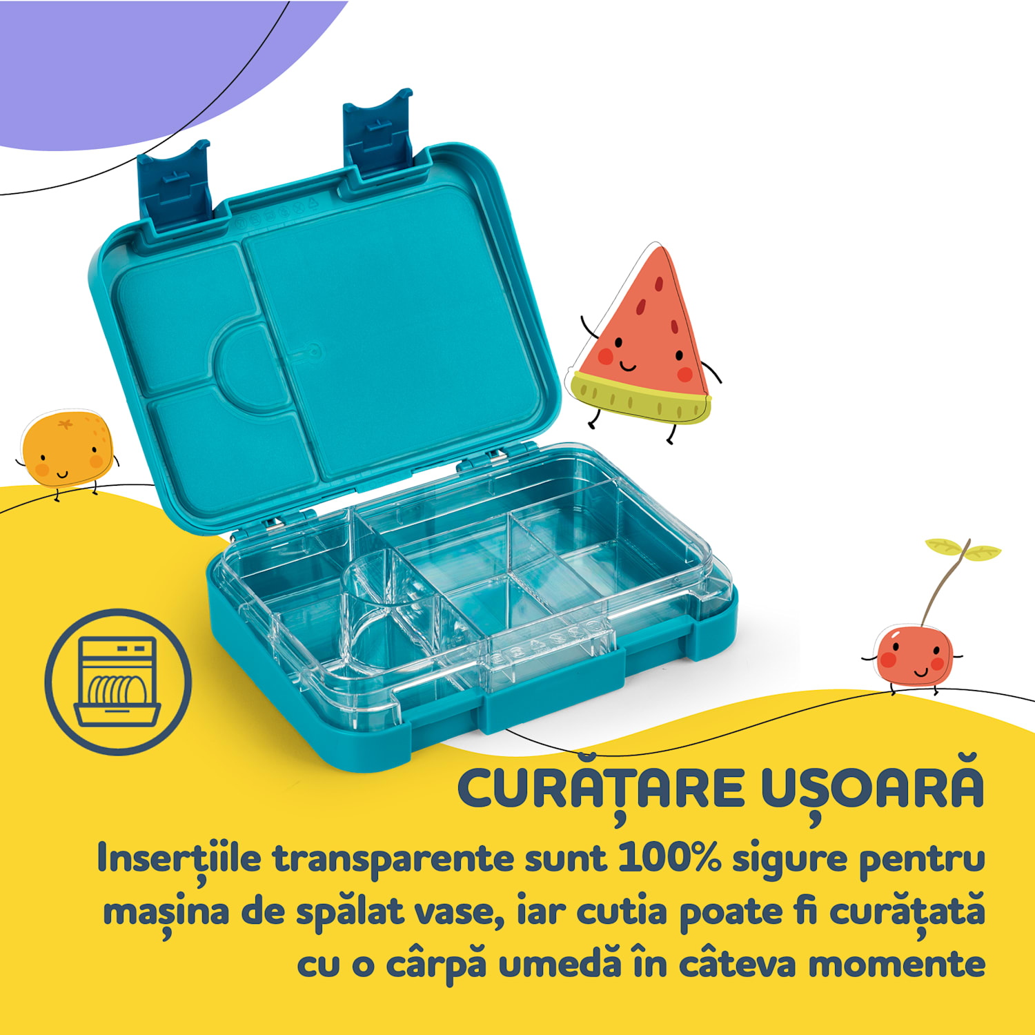 Junior Lunchbox, 6 compartimente, 21,3 x 15 x 4,5 cm , fără BPA 