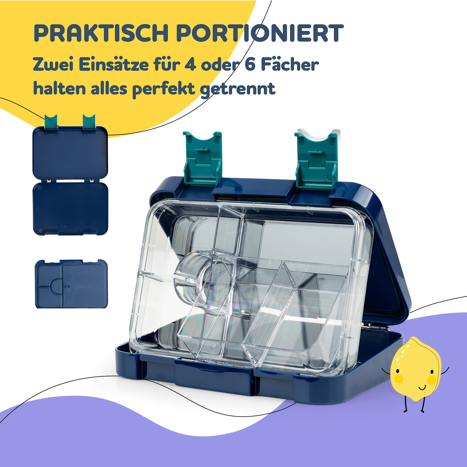 junior Lunchbox 6 Fächer 21,3 x 15 x 4,5 cm  BPA-frei 