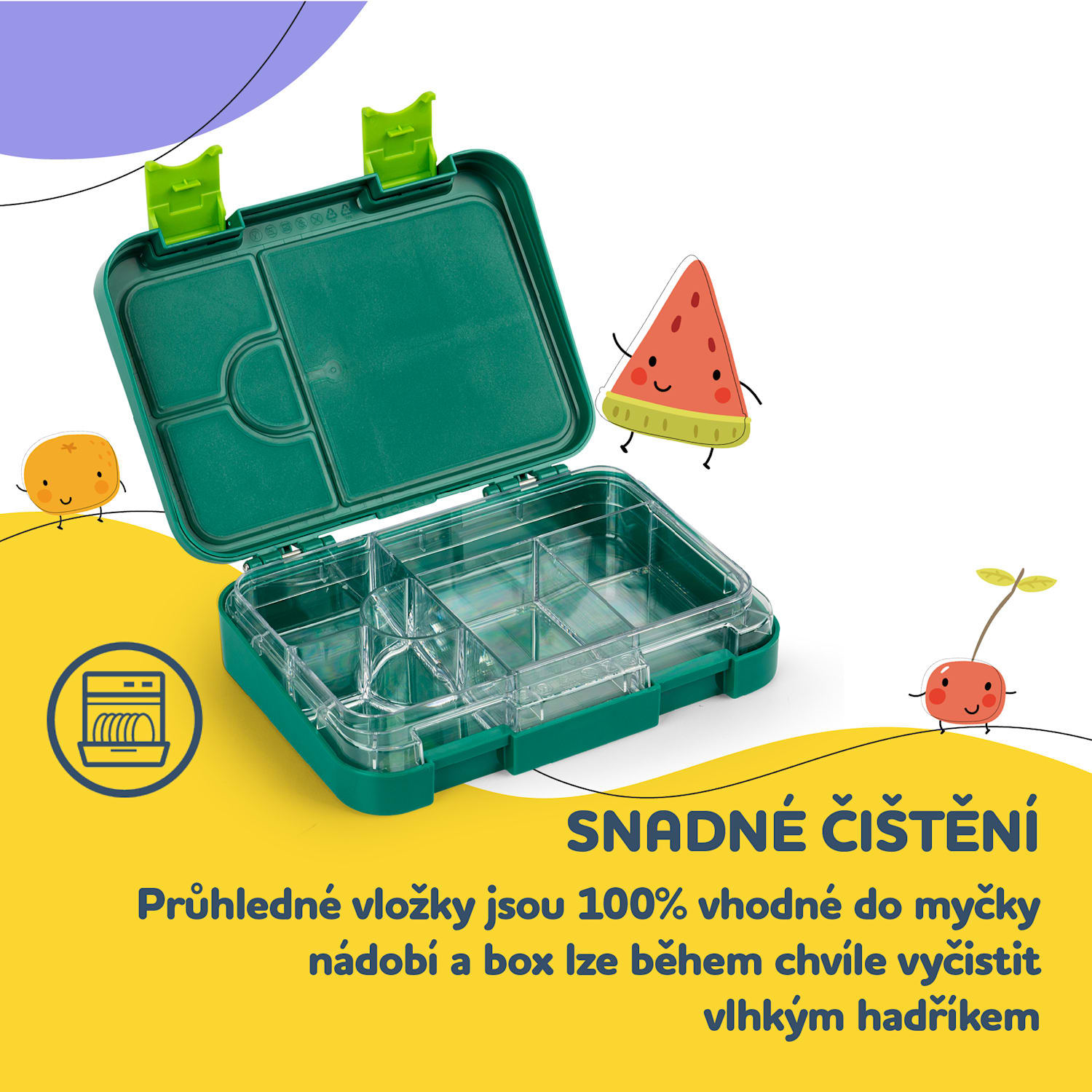 Junior Lunchbox, 6 přihrádek, 21,3 x 15 x 4,5 cm, bez BPA 