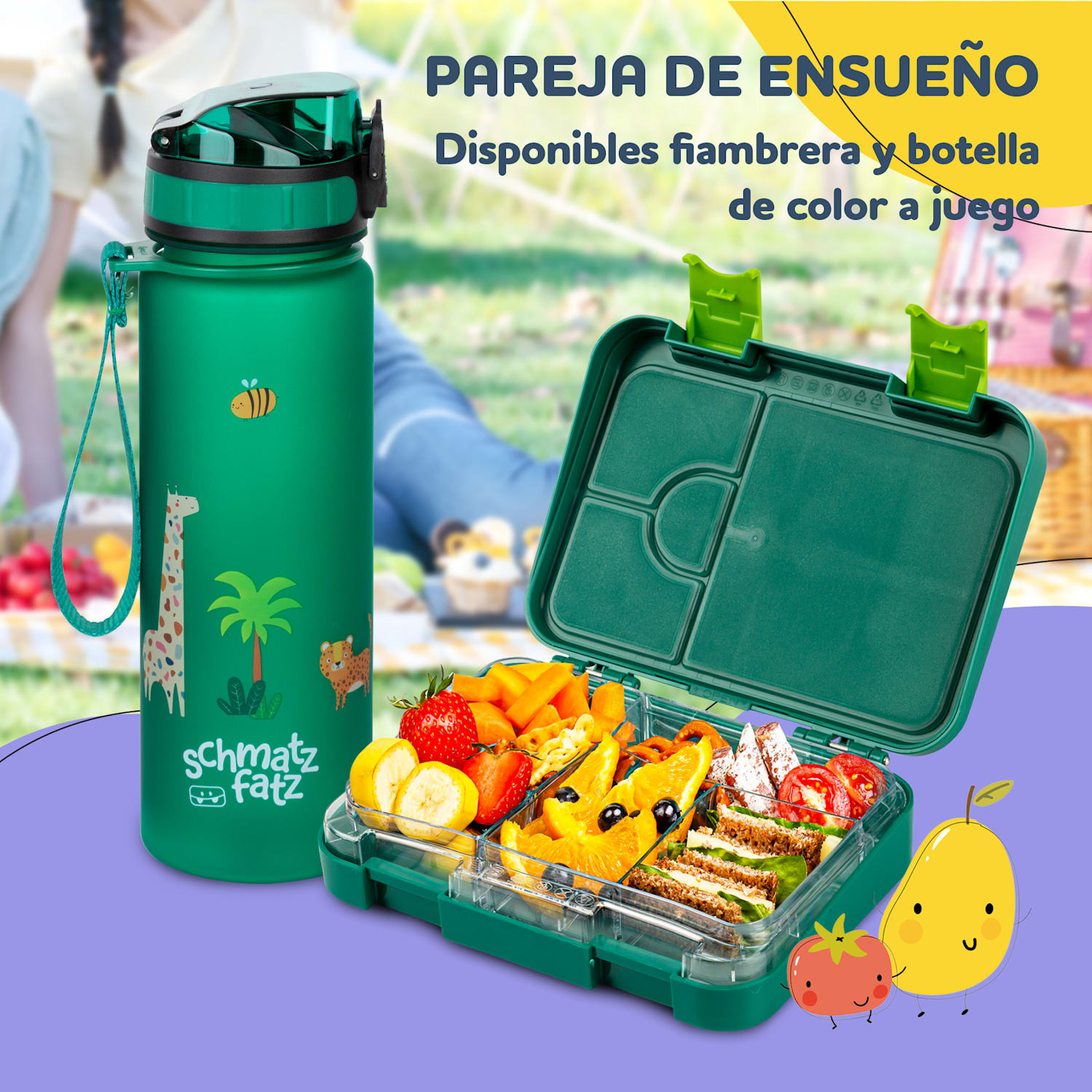 fiambrera junior 6 compartimentos 21,3 x 15 x 4,5 cm Sin BPA Verde Golf