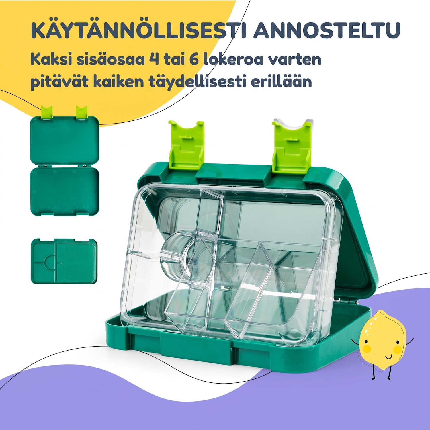 junior lounasrasia 6 lokeroa 21,3 x 15 x 4,5 cm  BPA-vapaa Golf Vihreä