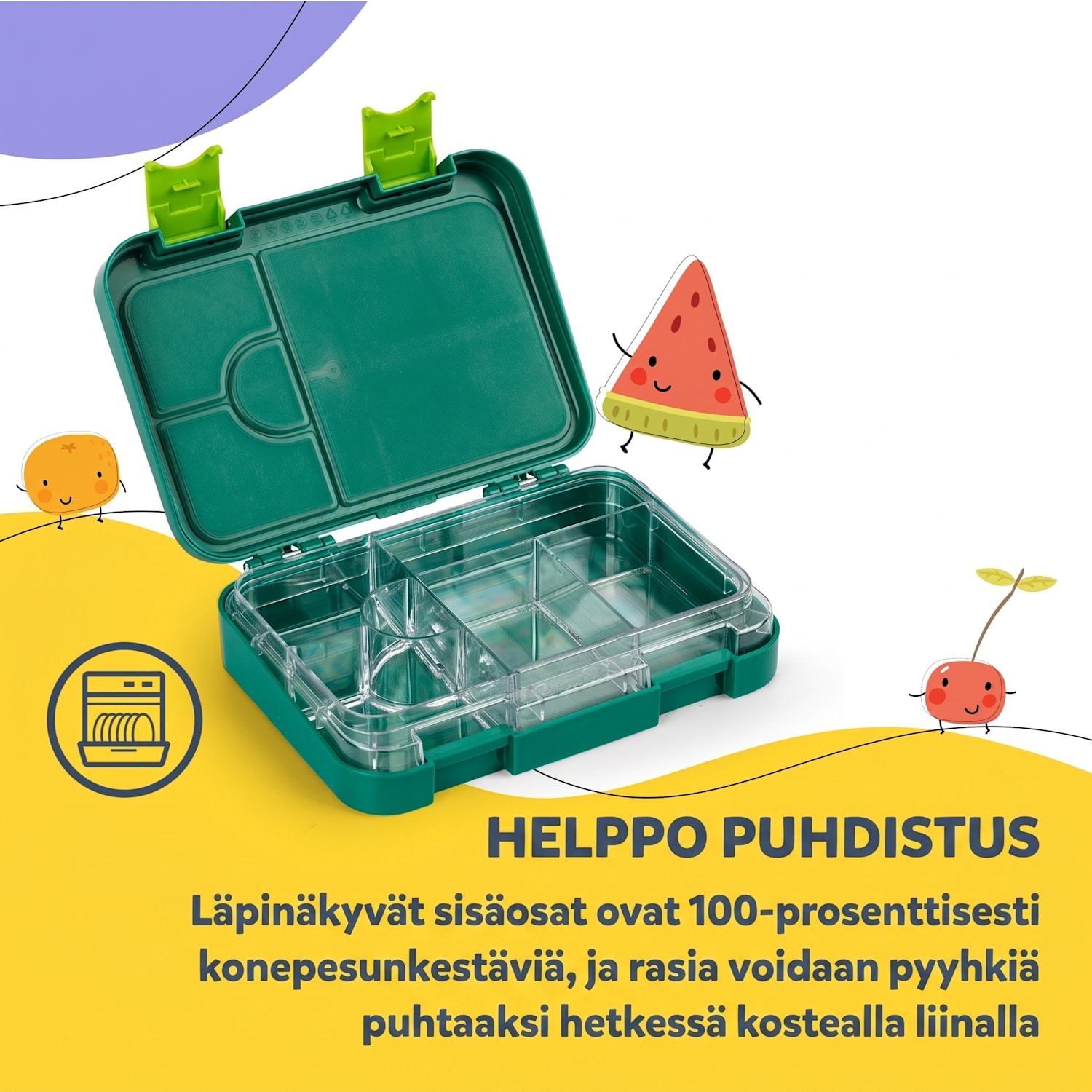 junior lounasrasia 6 lokeroa 21,3 x 15 x 4,5 cm  BPA-vapaa Golf Vihreä