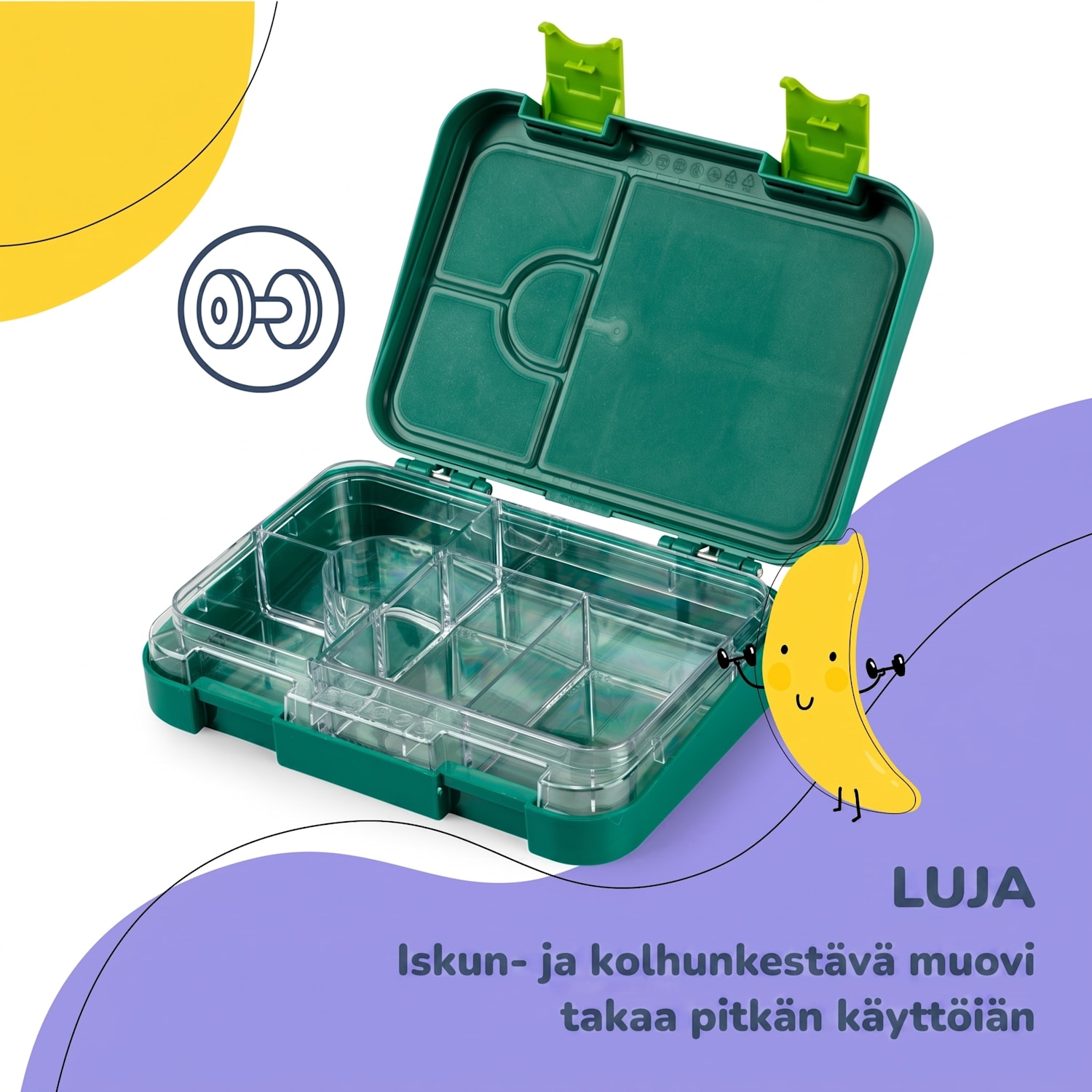 junior lounasrasia 6 lokeroa 21,3 x 15 x 4,5 cm  BPA-vapaa Golf Vihreä