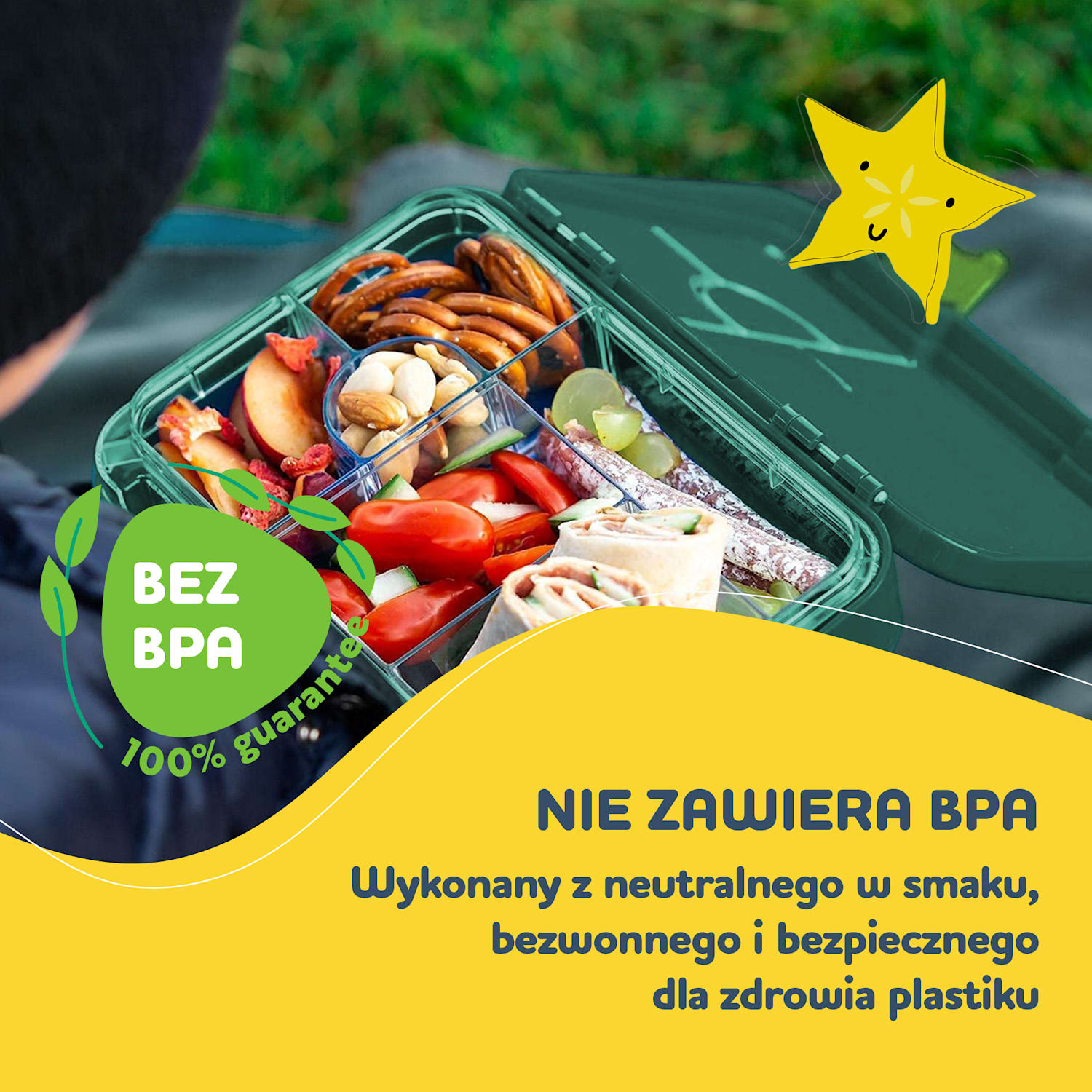 junior Lunchbox, 6 przegródek, 21,3 x 15 x 4,5 cm , bez BPA 