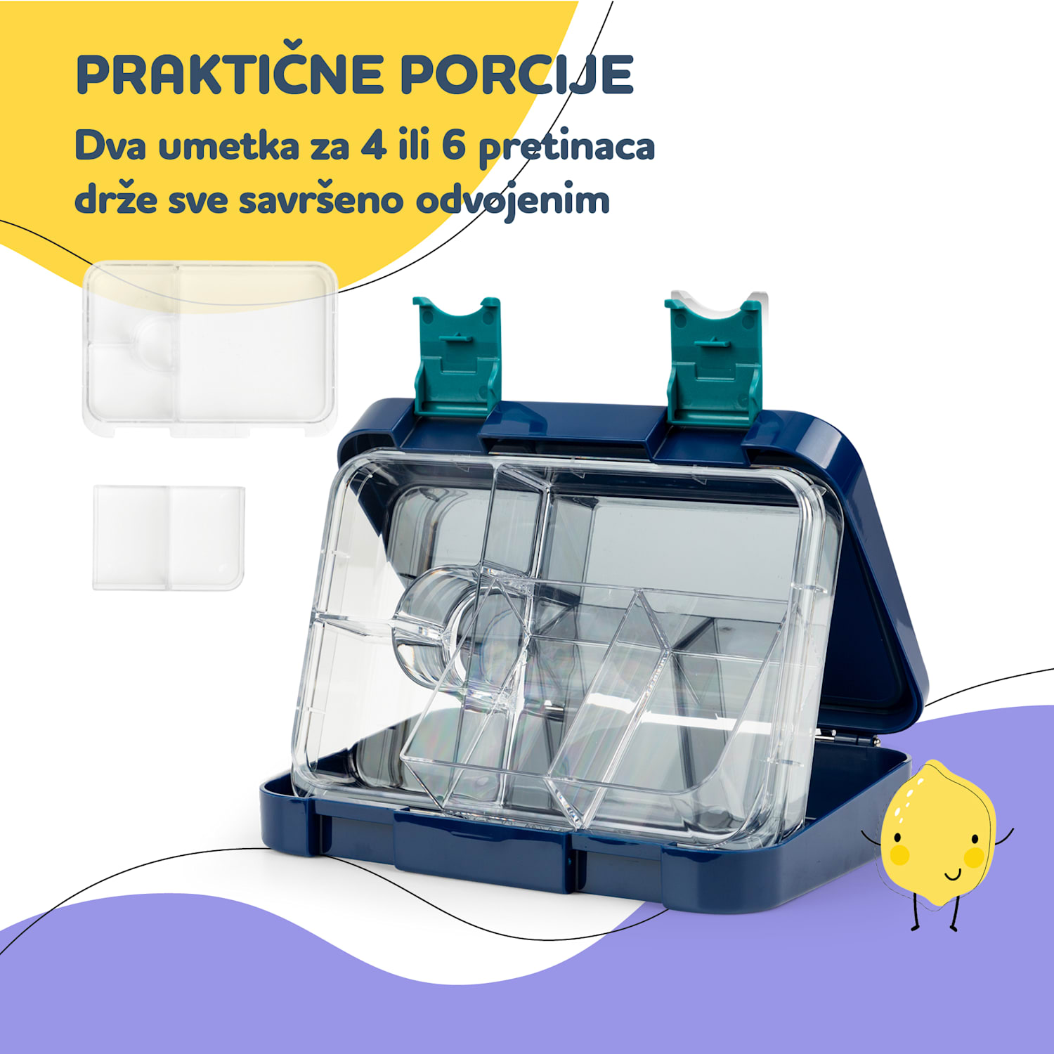 Umetak za kutiju za hranu, junior, 6 odjeljaka, bez BPA, zamjenski, dodatna oprema 