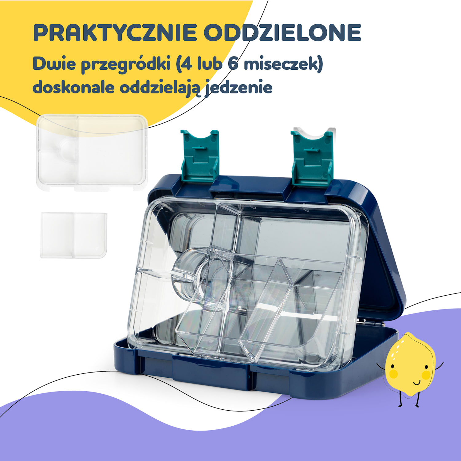Wkładka do śniadaniówki, junior, 6 komór, bez BPA, część zamienna, akcesoria 