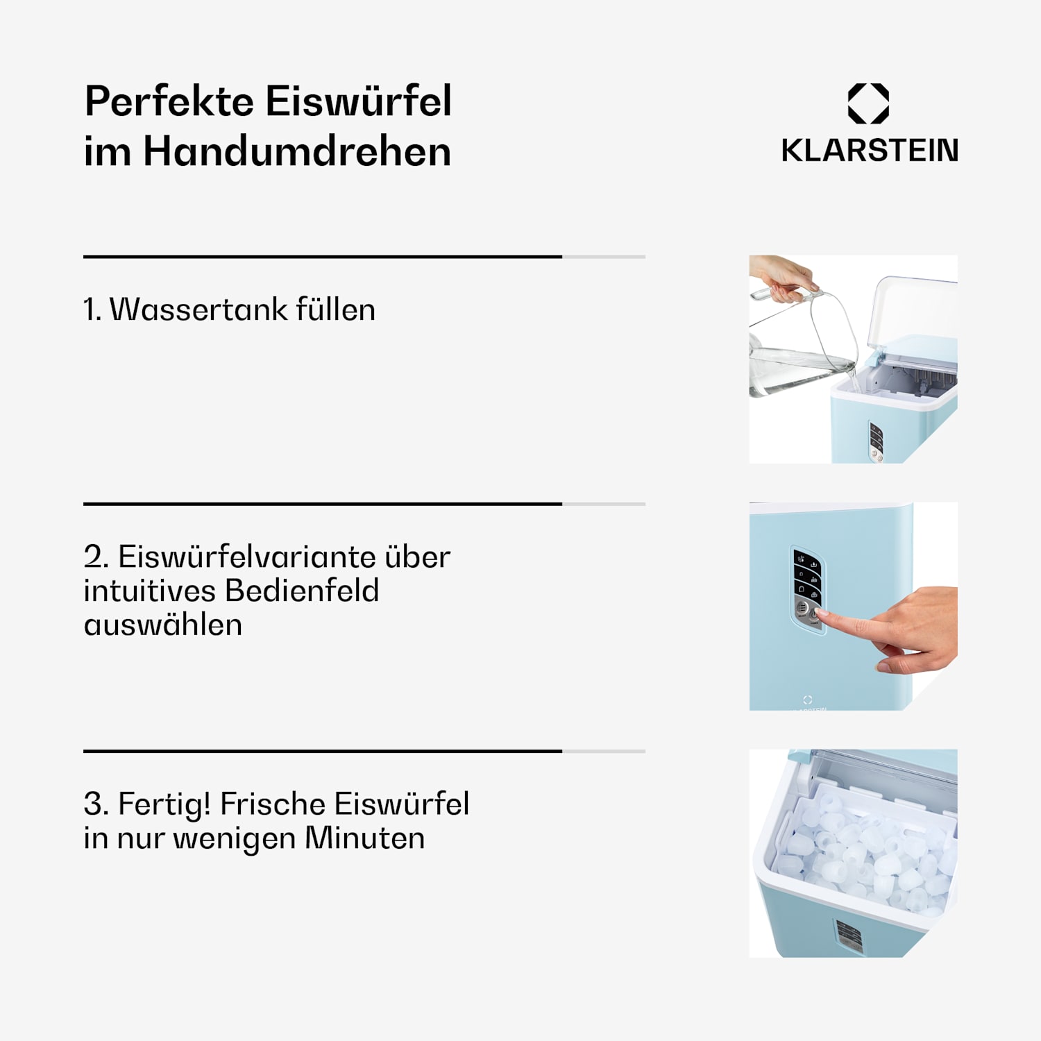 Albaron Eiswürfelmaschine Bullet-Eis 12 kg / 24 h 1,5 Ltr. Display Pastellblau