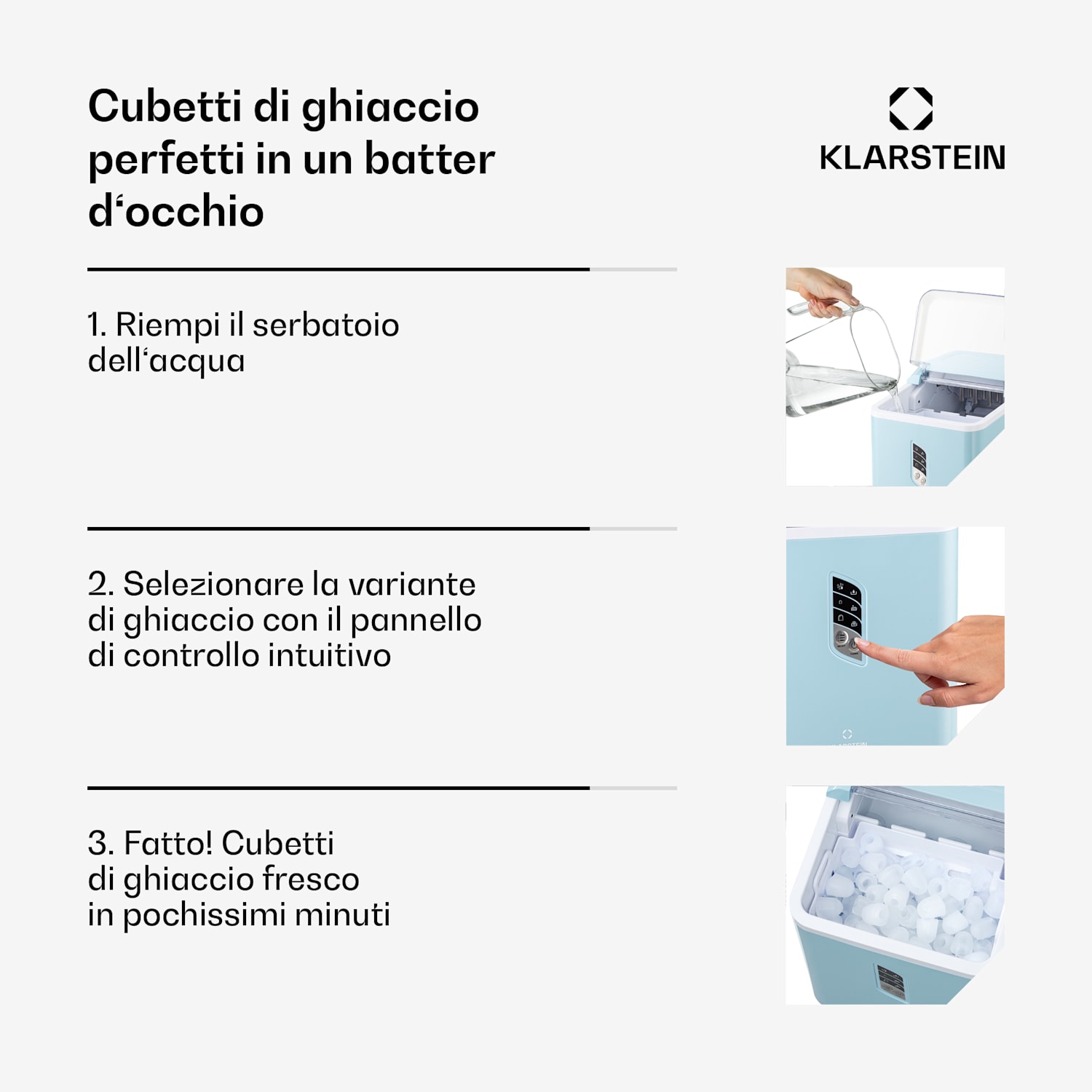 Macchina per cubetti di ghiaccio Albaron 12 kg / 24 h 1,5 litri. Display Azzurro pastello