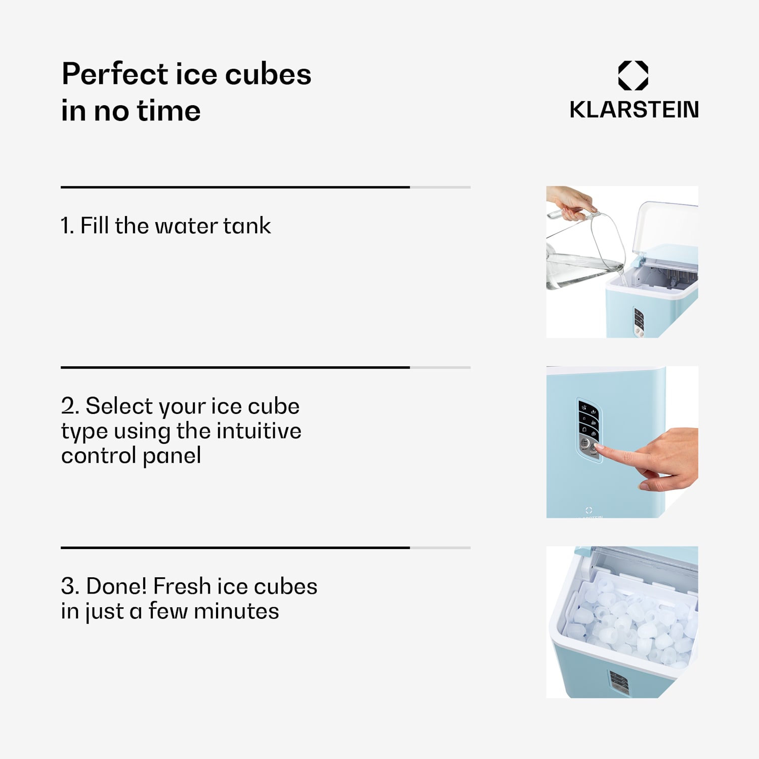 Albaron ice cube machine Bullet ice 12 kg / 24 h 1,5 l Display Pastel Blue