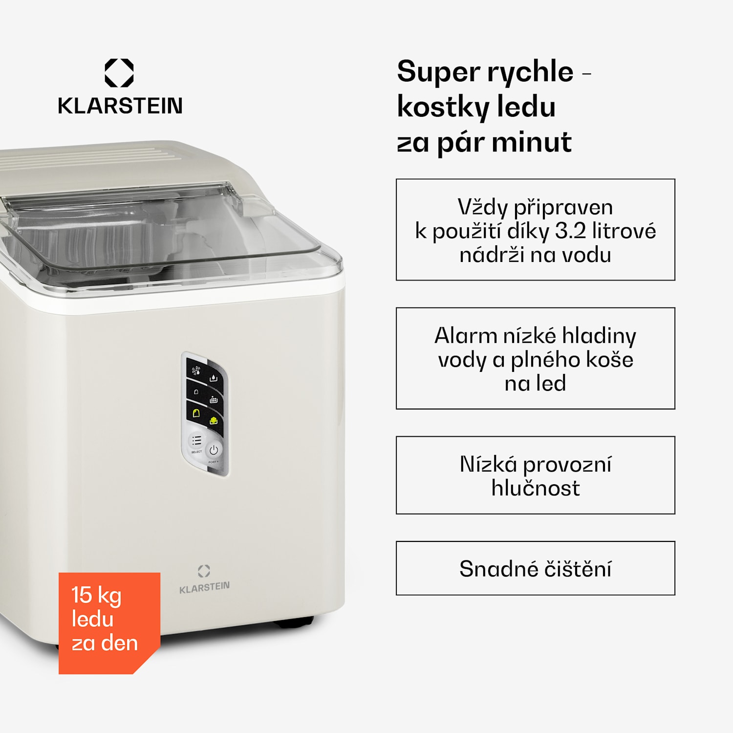Albaron, výrobník ledu, tvar náboje, 12 kg/24 h, 1,5 l, displej Krémová