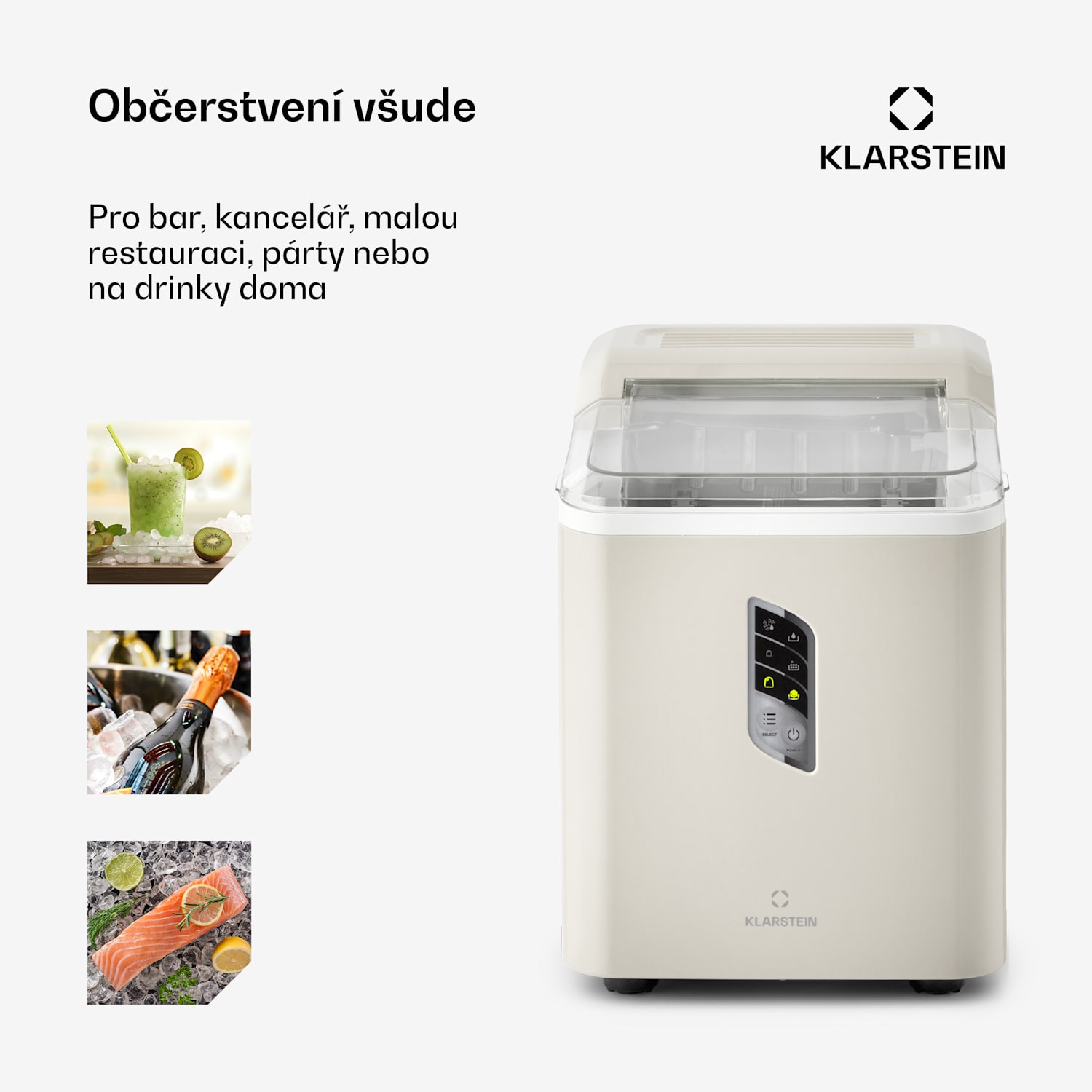 Albaron, výrobník ledu, tvar náboje, 12 kg/24 h, 1,5 l, displej Krémová