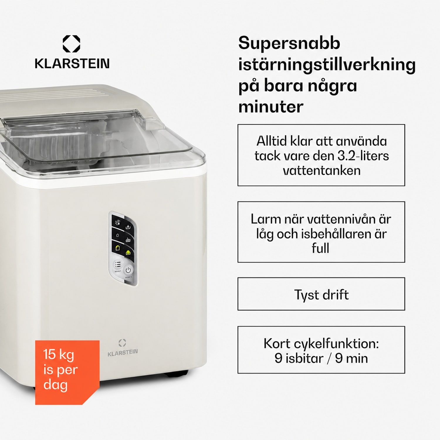 Albaron Ismaskin isbitar 12 kg / 24 h 1,5 l Display Creme