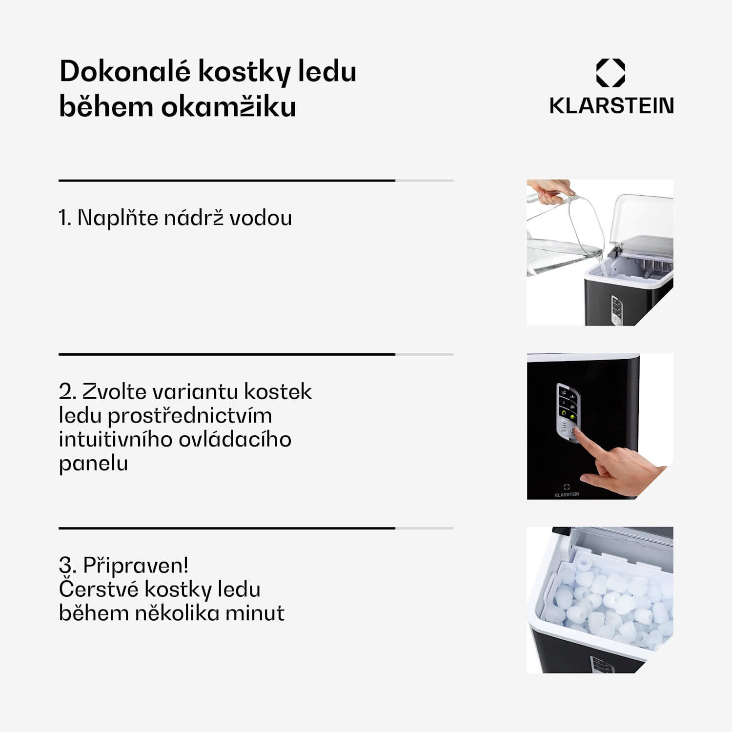Albaron, výrobník ledu, tvar náboje, 12 kg/24 h, 1,5 l, displej Černá