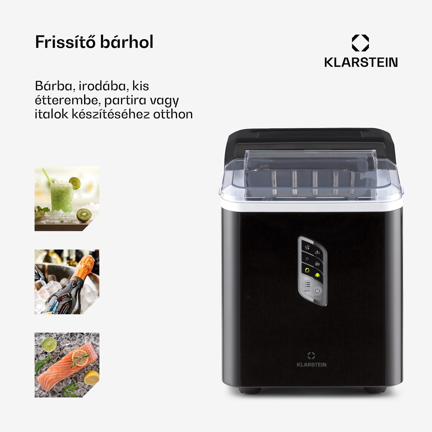 Albaron, jégkocka készítő, golyó alakú, 12 kg/24 h, 1,5 L, kijelző Fekete