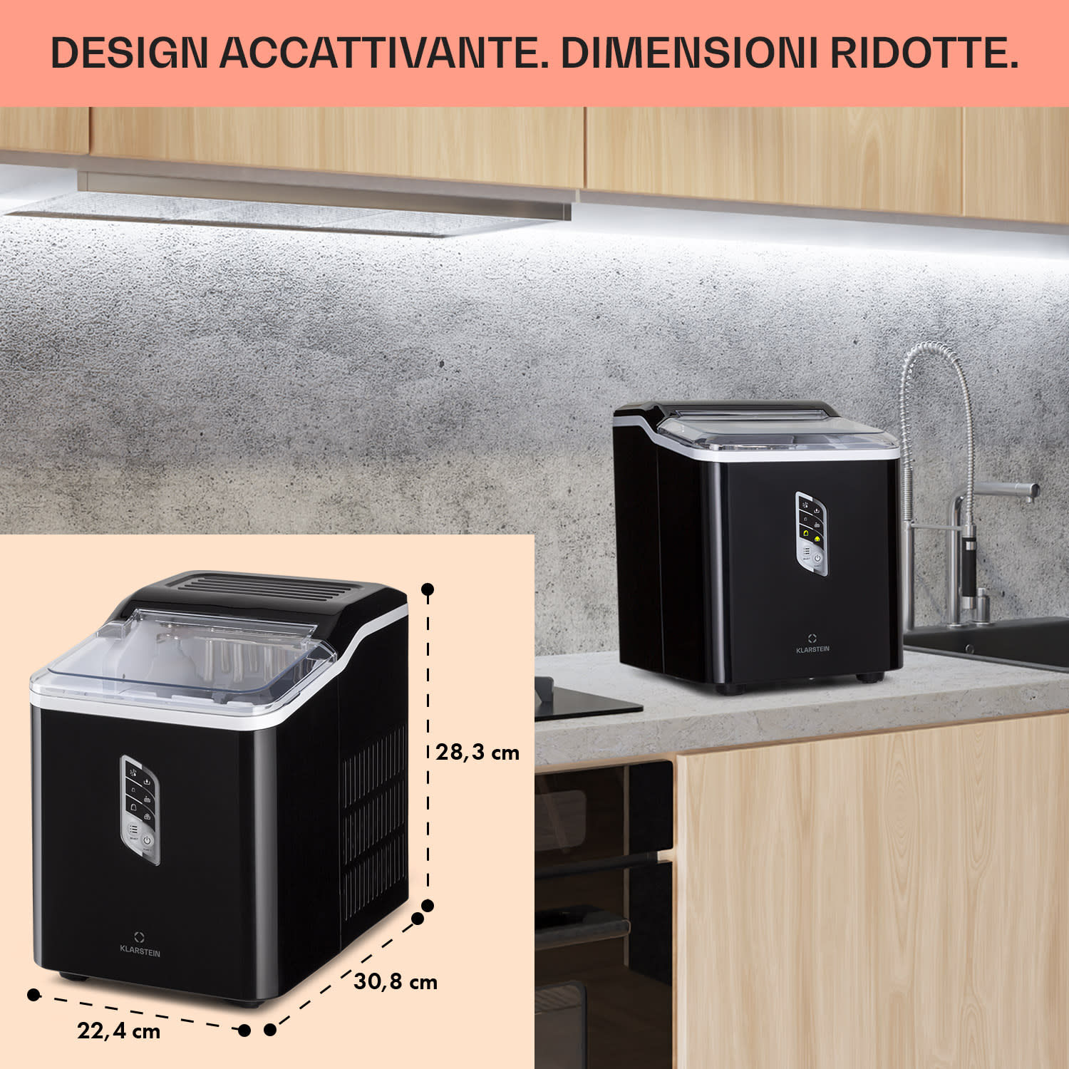 Macchina per cubetti di ghiaccio Albaron 12 kg / 24 h 1,5 litri. Display Nero