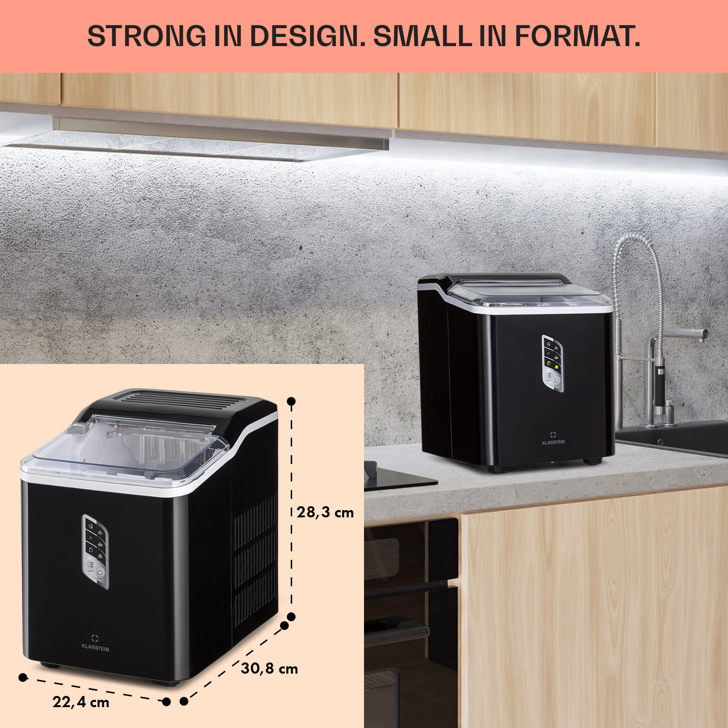 Albaron, výrobník ľadu, tvar náboja, 12 kg/24 h, nádrž 1,5 l, displej Čierna