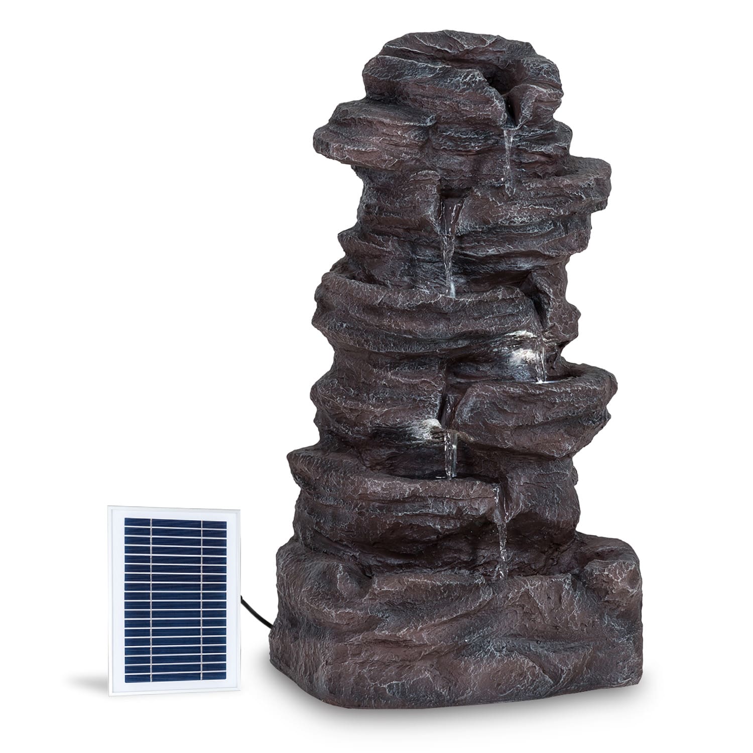 Fuente solar Stonehenge XL Iluminación led Poliresina Batería de iones de litio  46 x 88 x 35 cm | Negro Piedra de Ónice