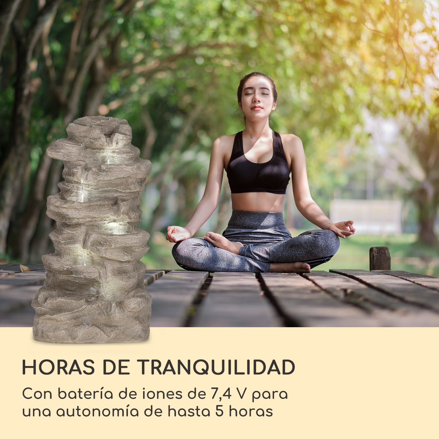 Fuente solar Stonehenge XL Iluminación led Poliresina Batería de iones de litio  46 x 88 x 35 cm | Piedra Gris Fría