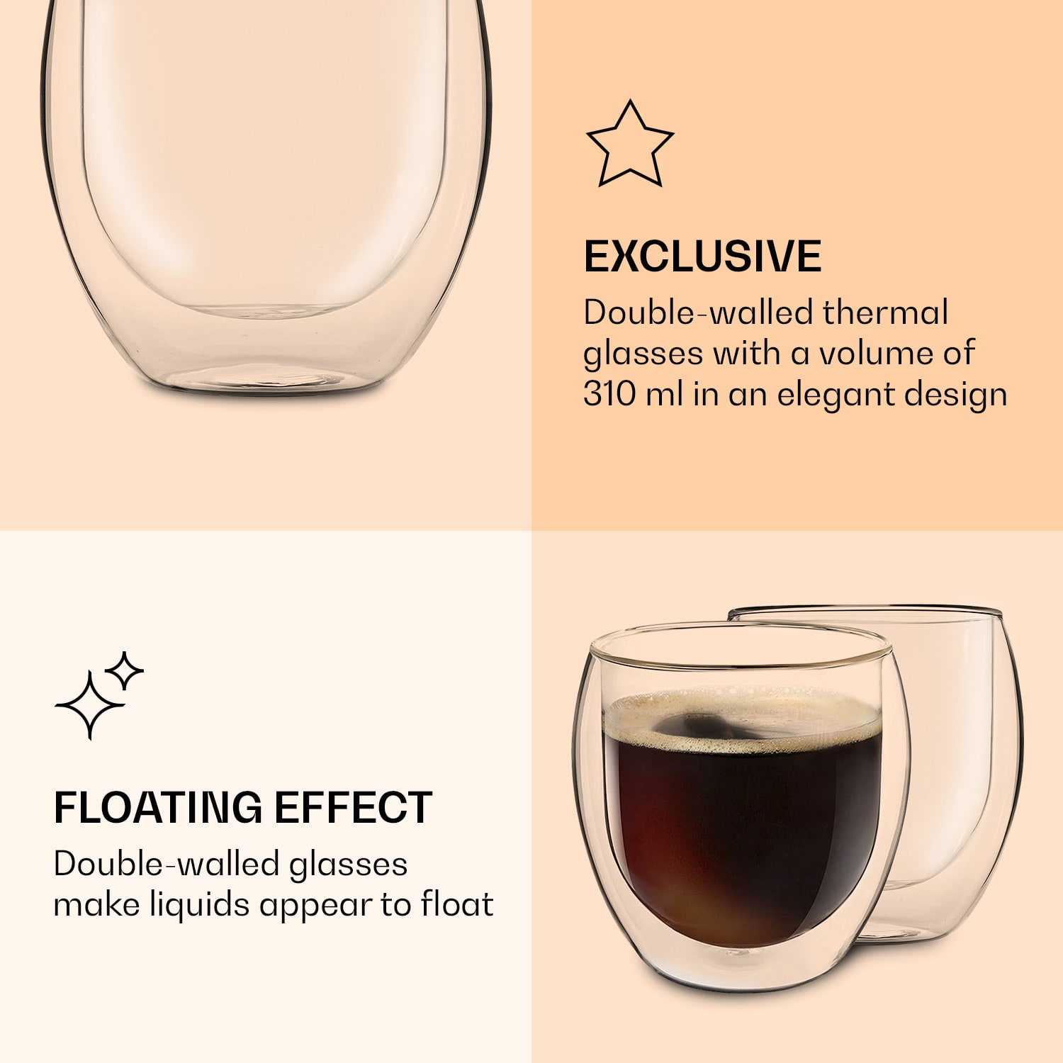 DUOS Jumbo, dvojstenný pohár, 310 ml Sada 4 kusov