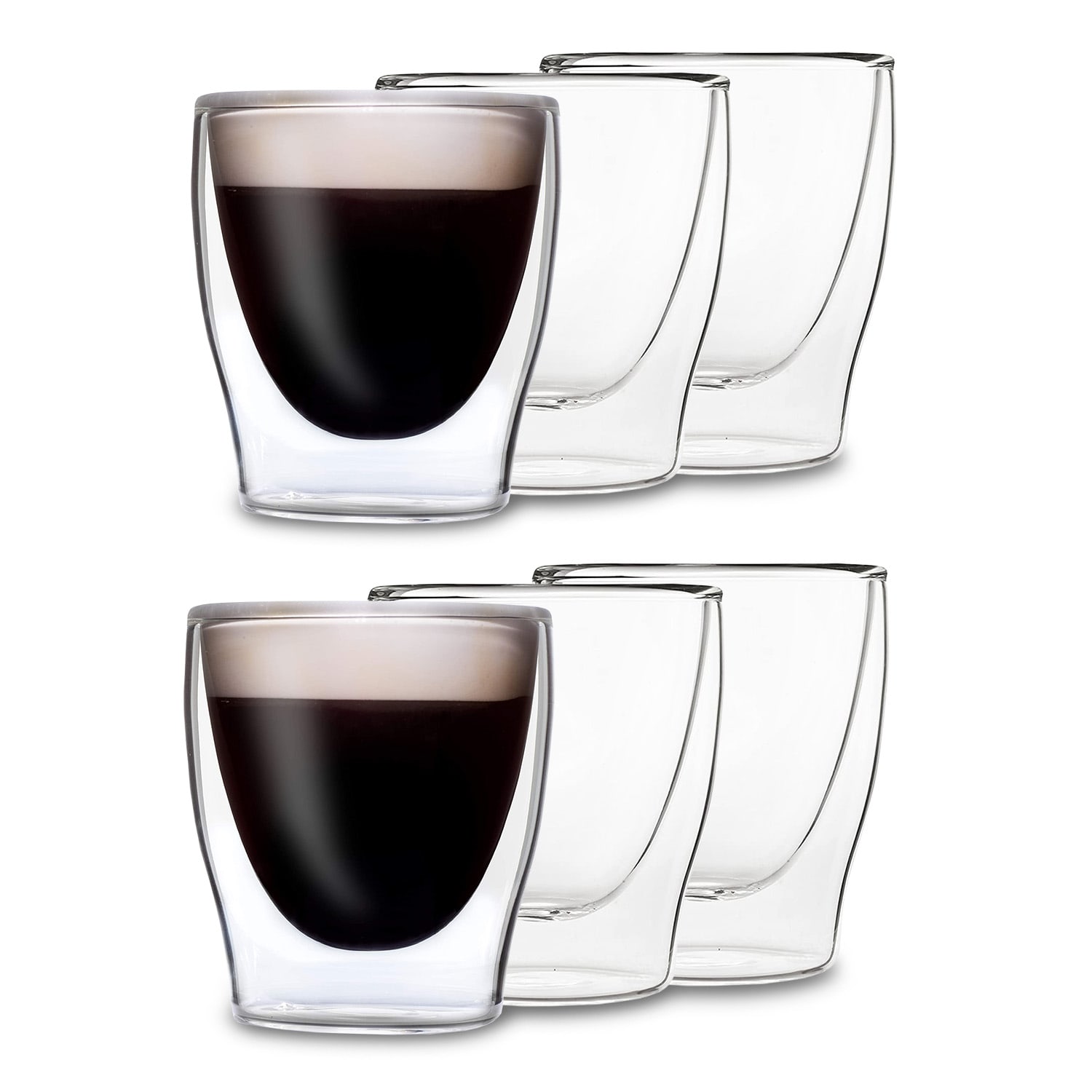 DUOS, dvojstenný pohár, 80 ml Sada 6 kusov