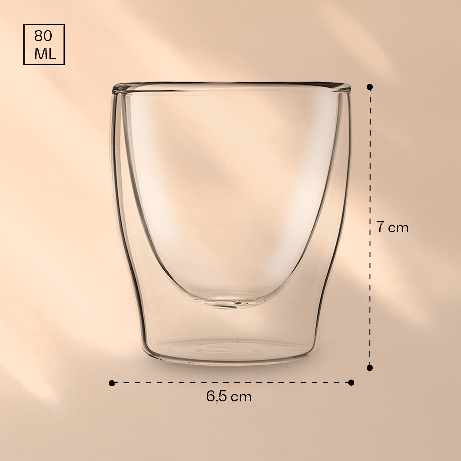 DUOS, dvojstenný pohár, 80 ml Sada 6 kusov