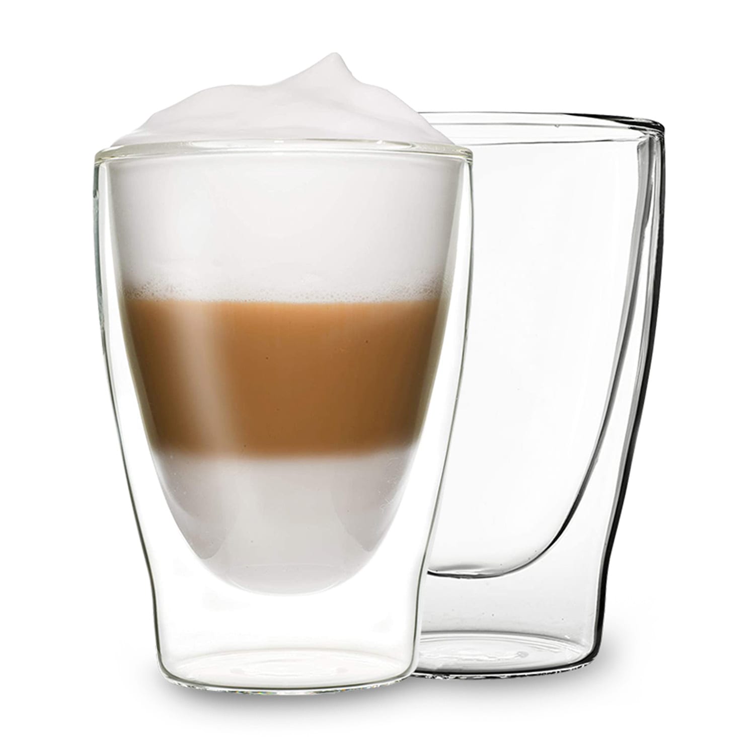 DUOS doppelwandiges Glas | Thermoglas | 310 ml | Trinkglas | Espressoglas,  Teeglas, Shotglas | für heiße und kalte Getränke | Borosilikatglas| hitze- und  kältebeständig | handgemacht | spülmaschinenfest | Schwebe-Effekt 2er-Set
